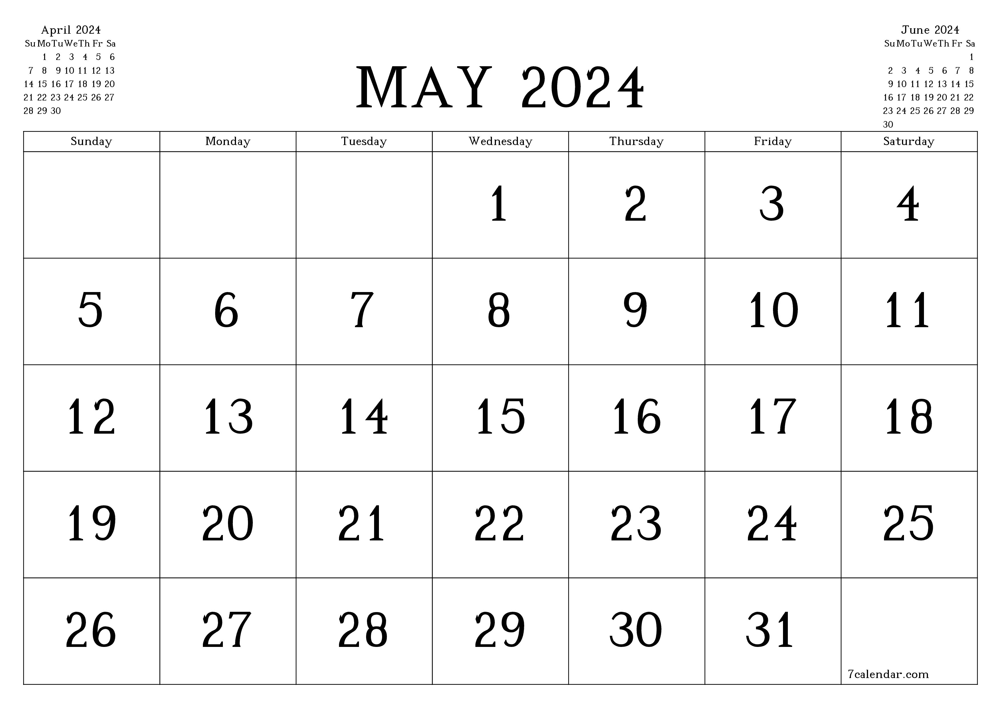 May 2024 Free Printable Calendars And Planners, Pdf Templates for Calendar Template May 2024 Printable