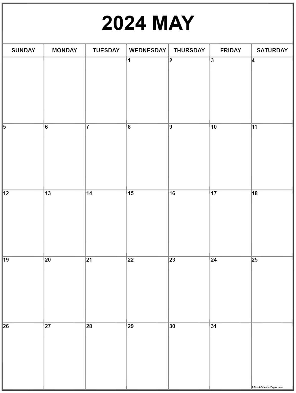 May 2024 Vertical Calendar | Portrait for May 2024 Calendar Printable Vertical