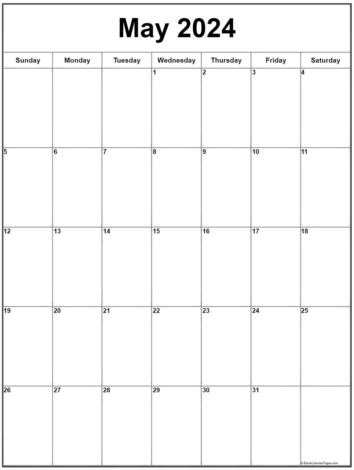 May 2024 Vertical Calendar | Portrait for May 2024 Calendar Printable Vertical