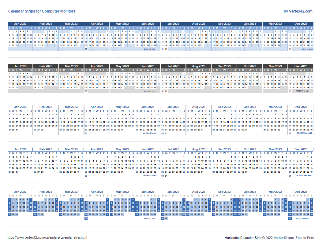 Monitor Calendar Strip Template for Printable Monitor Calendar Strips 2024