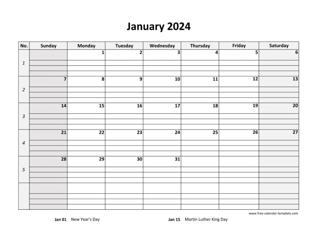 2024 Printable Calendar With Lines FREE Printable