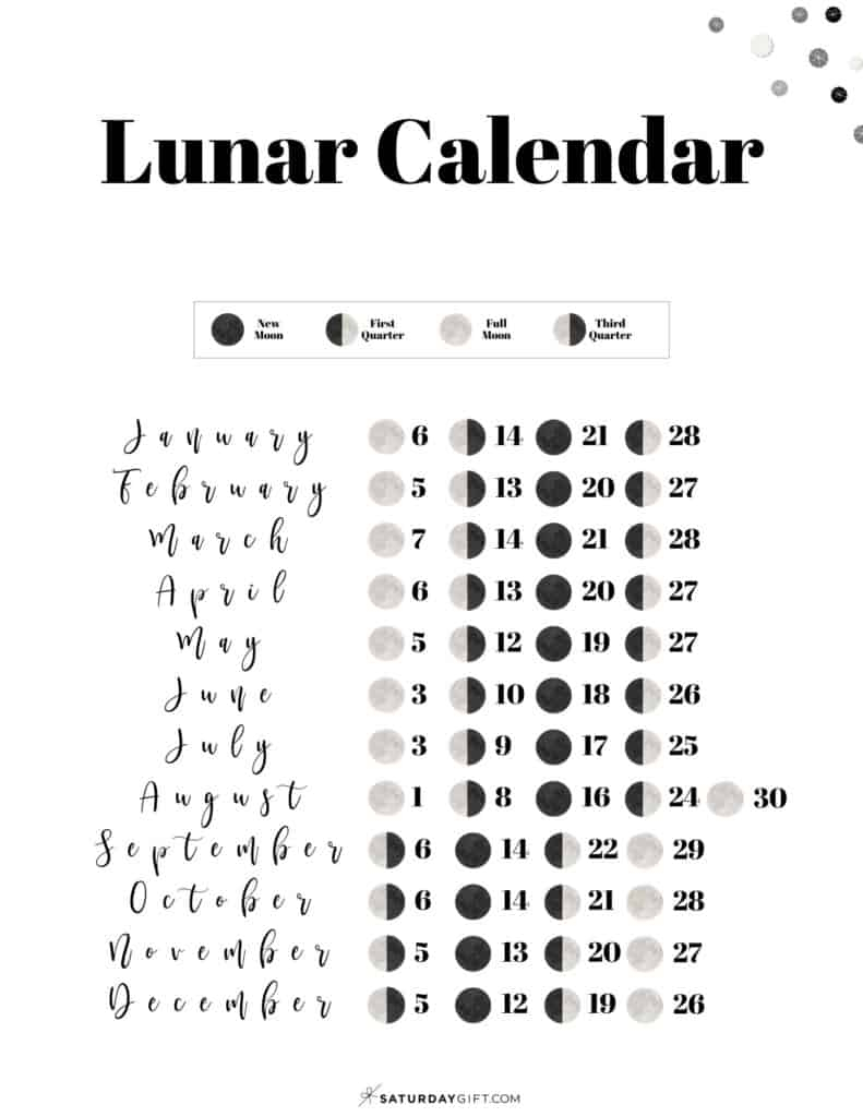 Moon Phase Calendar - Cute &amp;amp; Free Printable 2023 Lunar Calendar for Free Printable Moon Phase Calendar 2024
