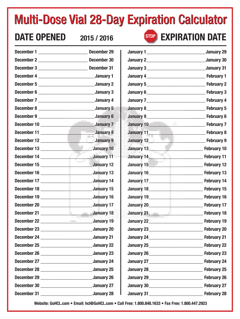 Multi Dose Vial 28 Day Expiration Calculator 2019: Fill Out &amp;amp; Sign for Printable Multi Dose Vial 28 Day Expiration Calendar 2024-2024