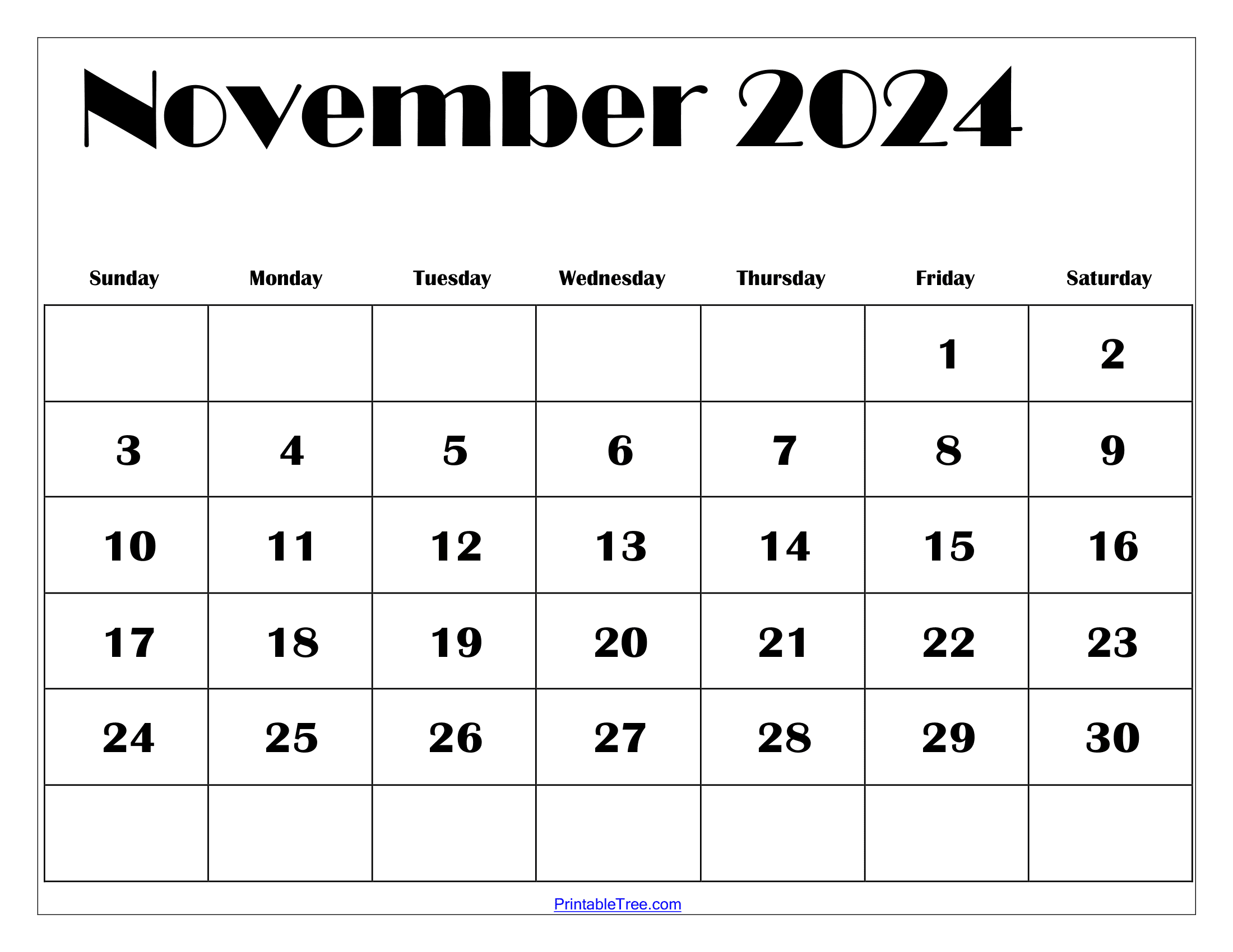 November 2024 Calendar Printable Pdf Template With Holidays for 2024 Calendar Printable November