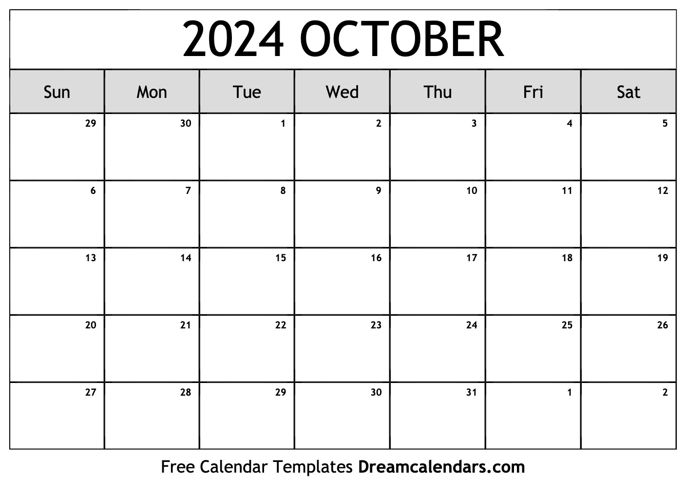 October 2024 Calendar | Free Blank Printable With Holidays for October 2024 Calendar Printable Free