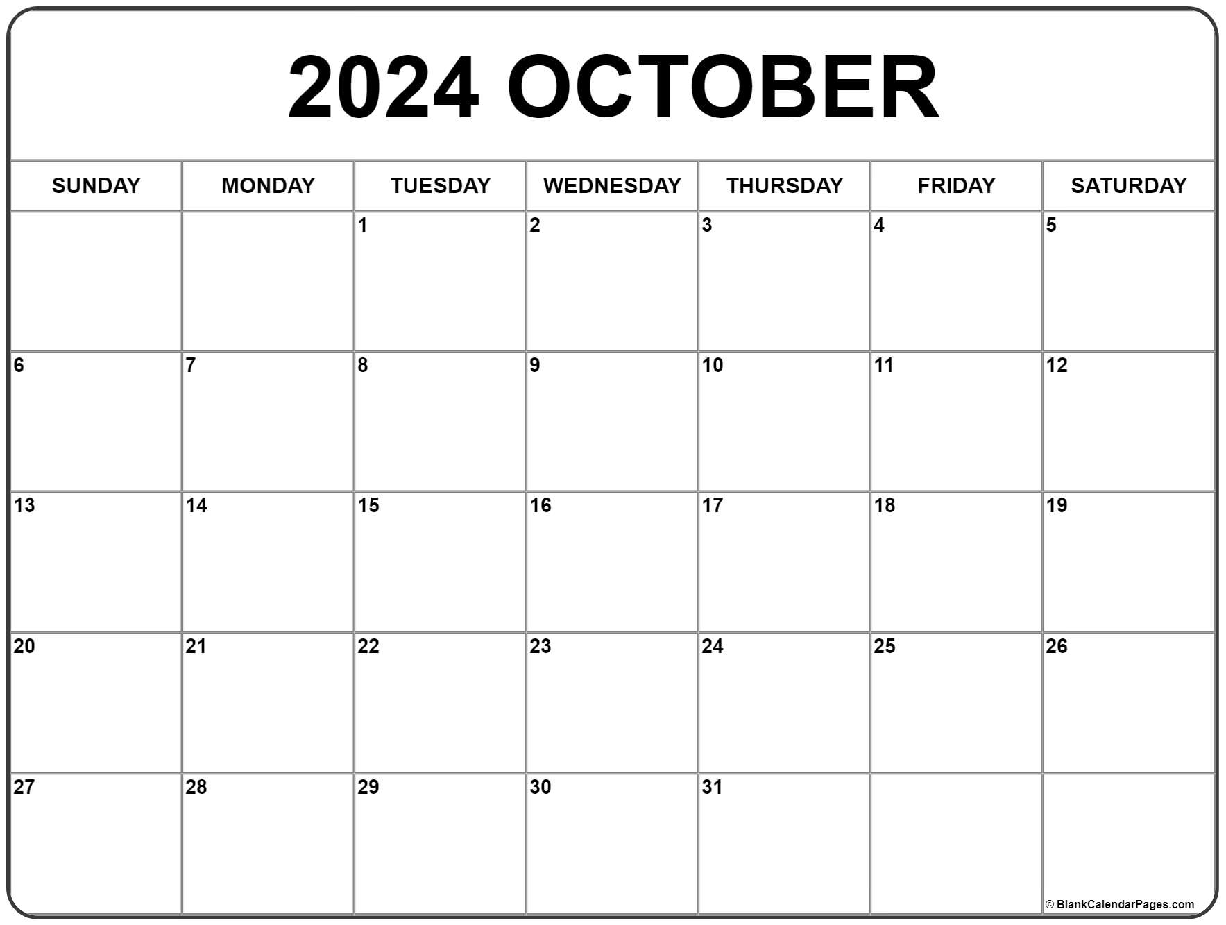 October 2024 Calendar | Free Printable Calendar for October 2024 Printable Calendar