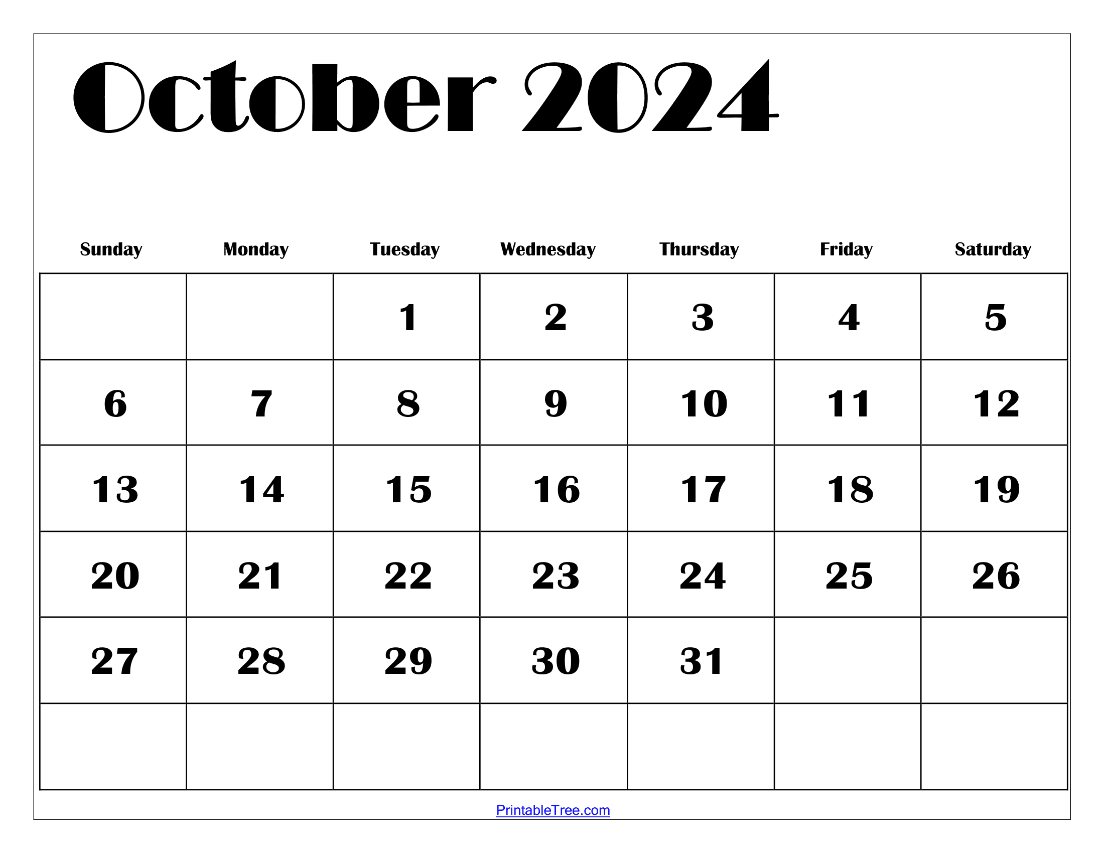 October 2024 Calendar Printable Pdf Free Templates With Holidays for Printable Calendar October 2024