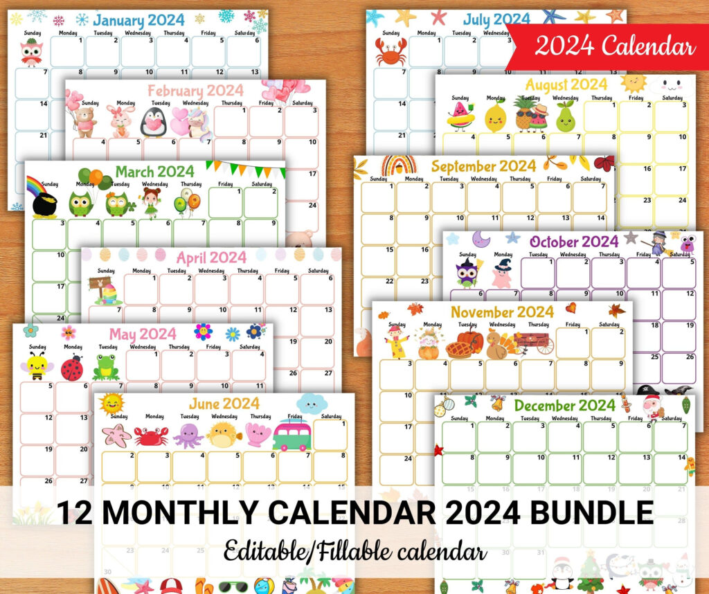 Printable Calendar 2024 For Kids | Printable Calendar 2024