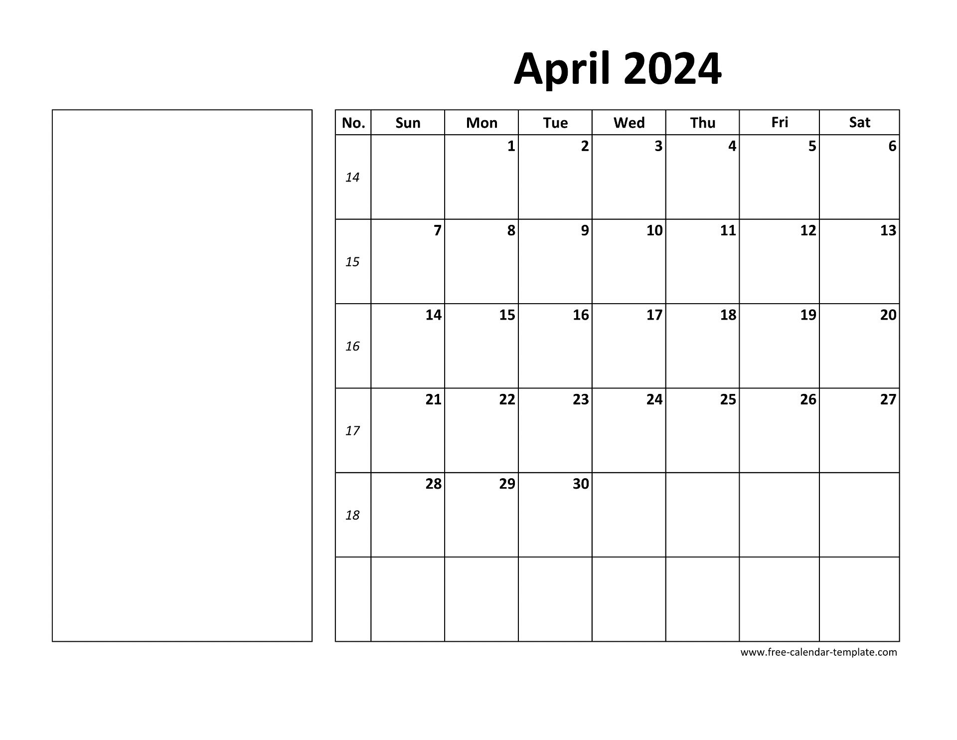 Printable April 2024 Calendar (Box And Lines For Notes) | Free for April 2024 Calendar With Lines Printable