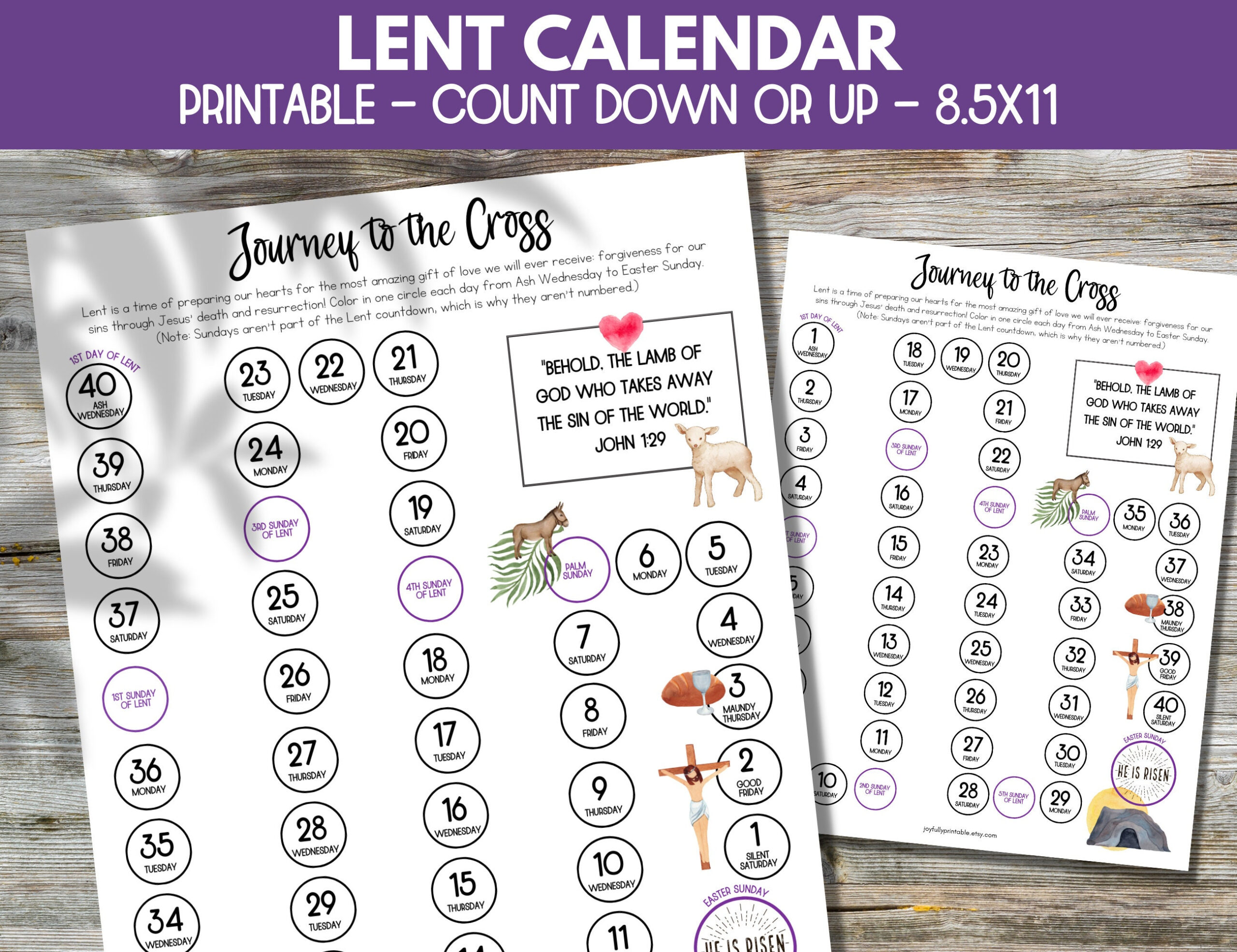 Printable Lent Calendar - Etsy Nederland for Lent 2024 Calendar Printable