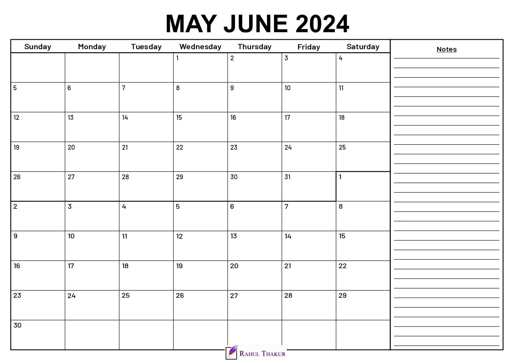 Free Printable Calendar May June 2024 | Printable Calendar 2024