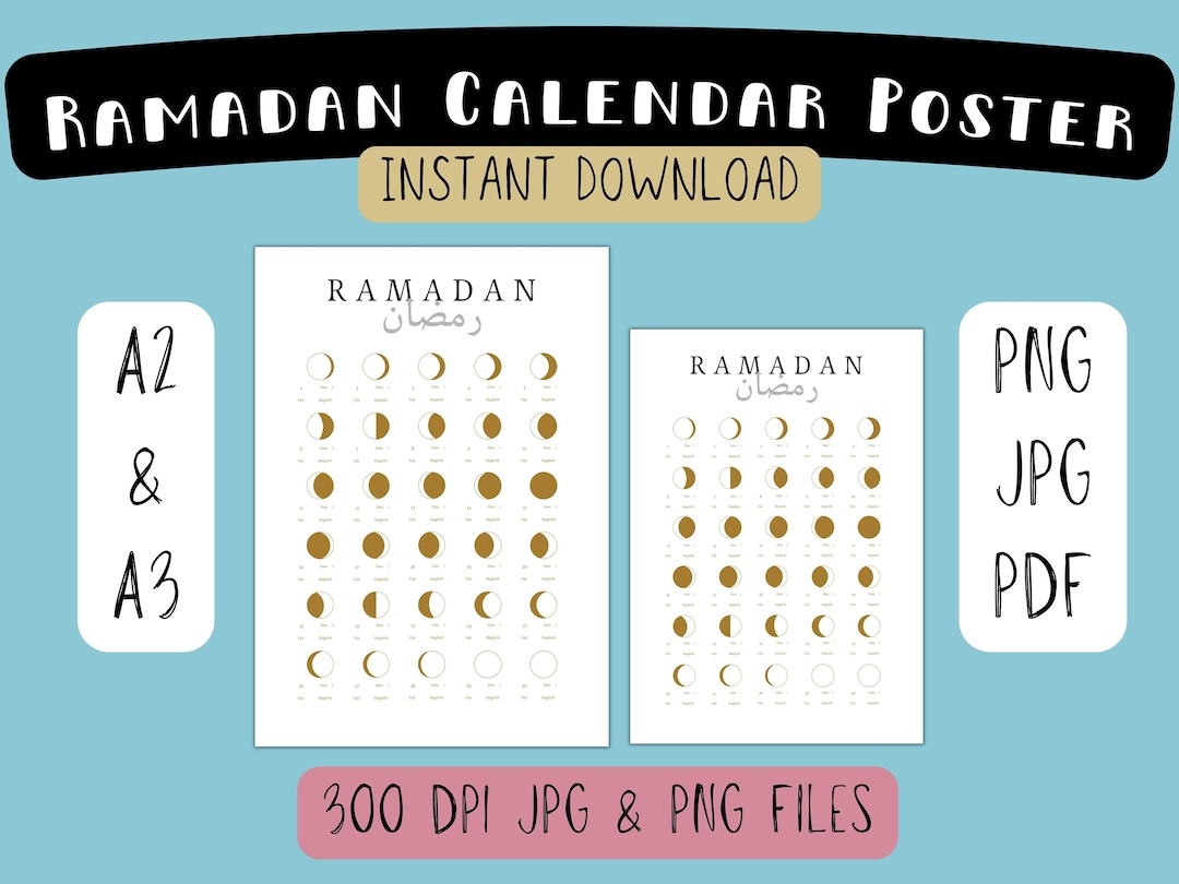 Printable Ramadan 2024 Calendar Islamic Wall Poster A2 / A3 - Etsy for Printable Ramadan Calendar 2024