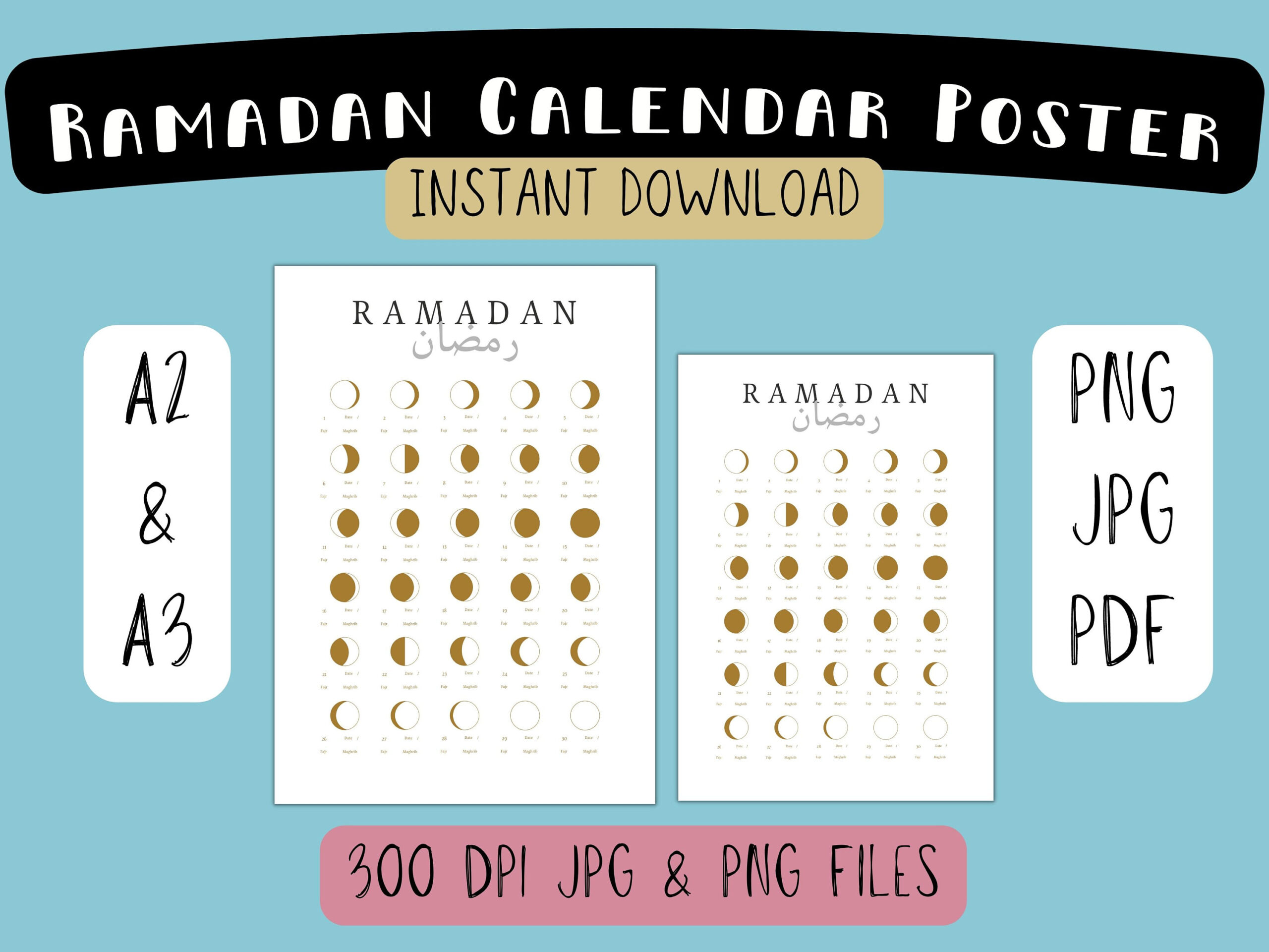 Printable Ramadan 2024 Calendar Islamic Wall Poster A2 / A3 - Etsy for Ramadan 2024 Printable Calendar
