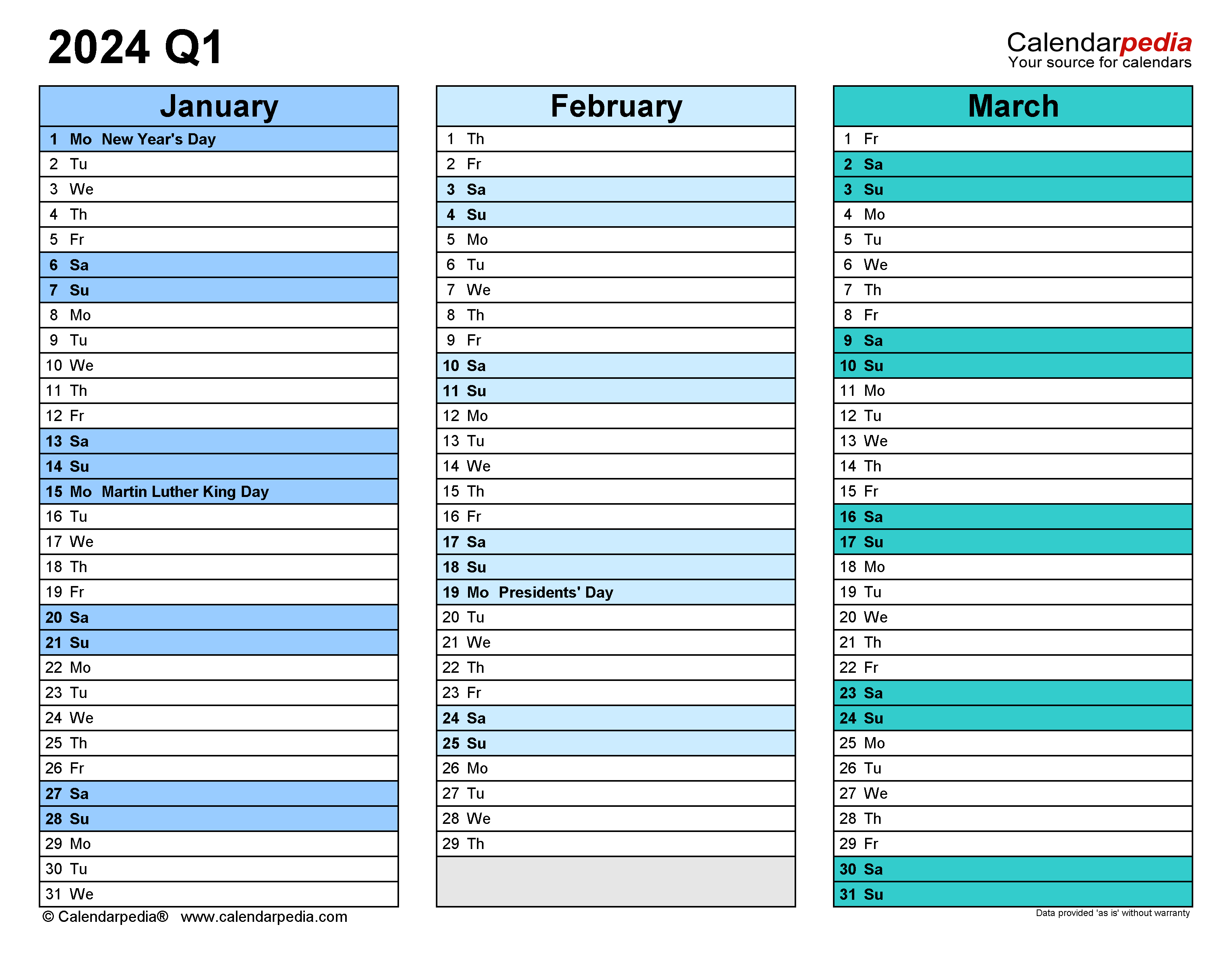 Quarterly Calendars 2024 - Free Printable Pdf Templates for 2024 3 Month Printable Calendar