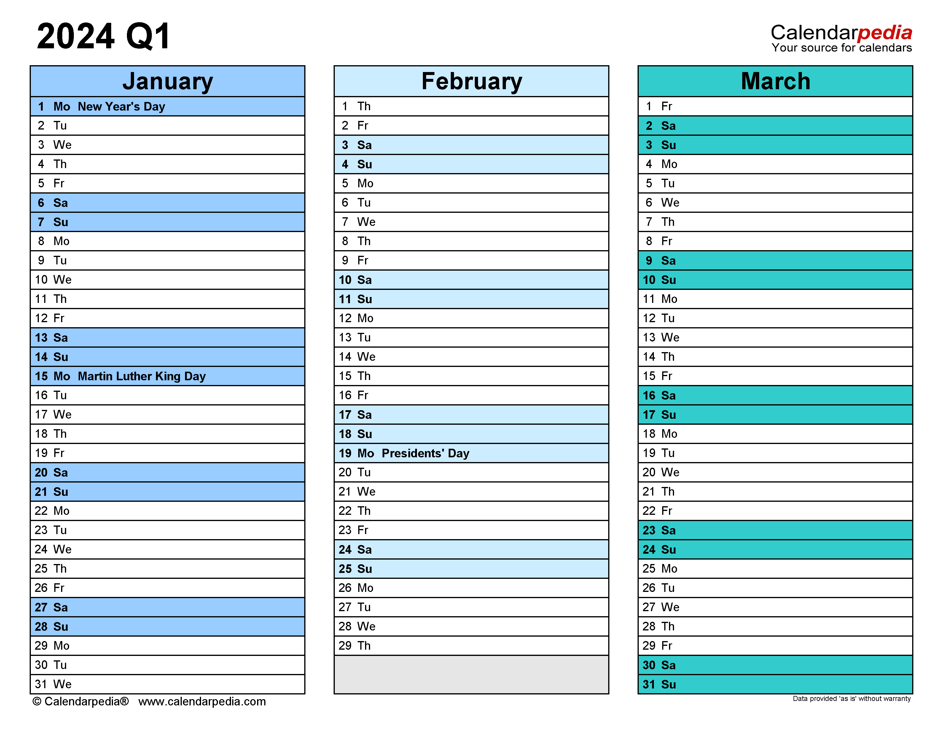 Quarterly Calendars 2024 - Free Printable Pdf Templates for 2024 Calendar Printable Quarterly