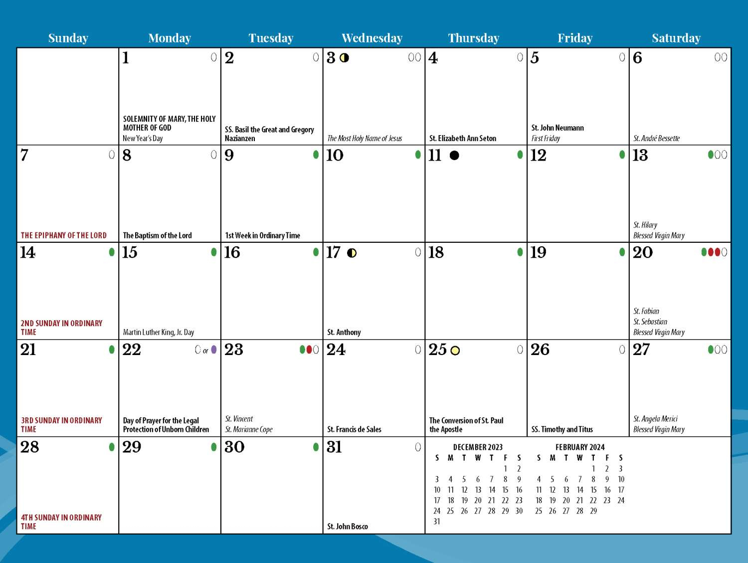 Free Printable Catholic Calendar 2024 Printable Calendar 2024