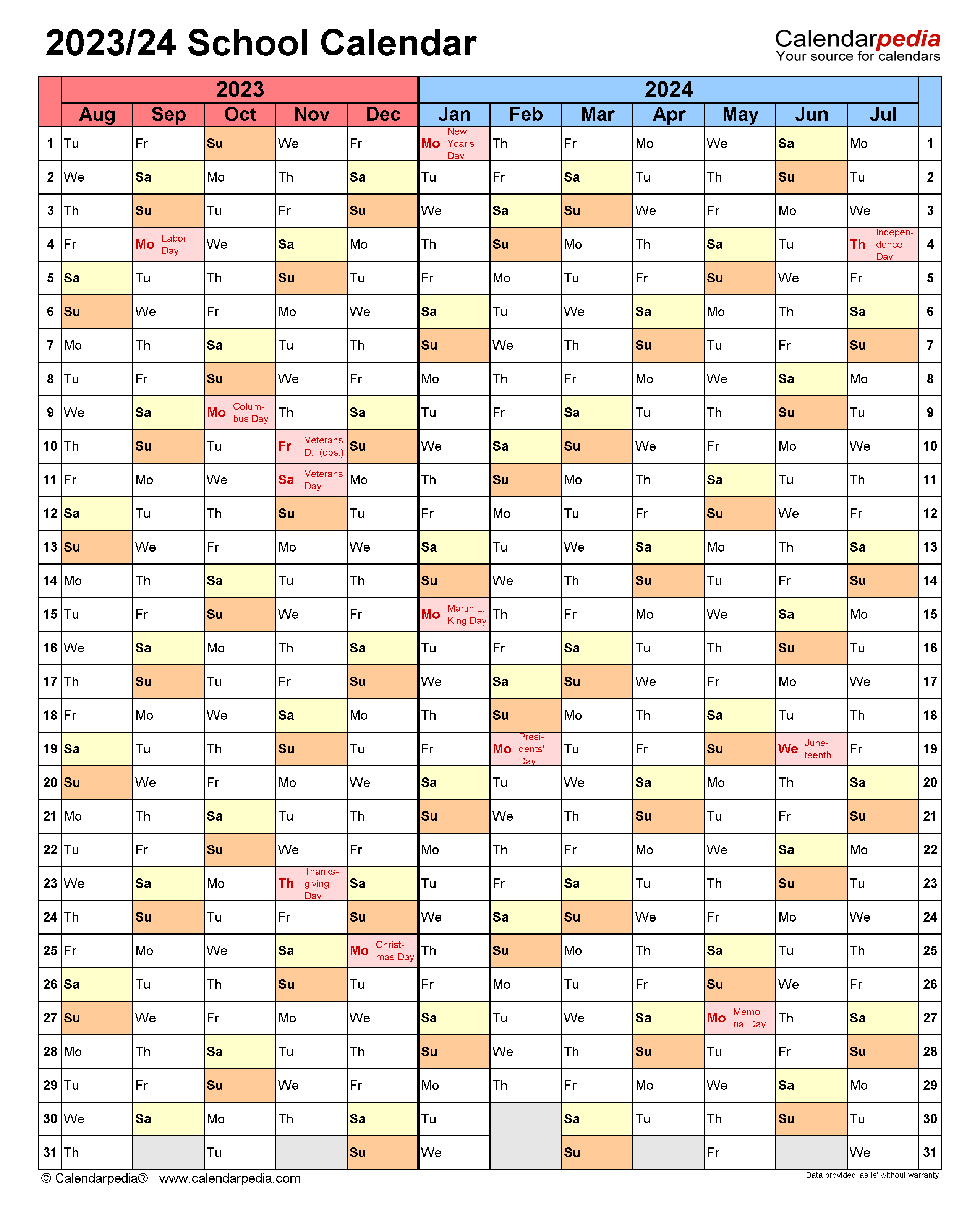 School Calendars 2023/2024 - Free Printable Pdf Templates for Printable School Year Calendar 2024-24