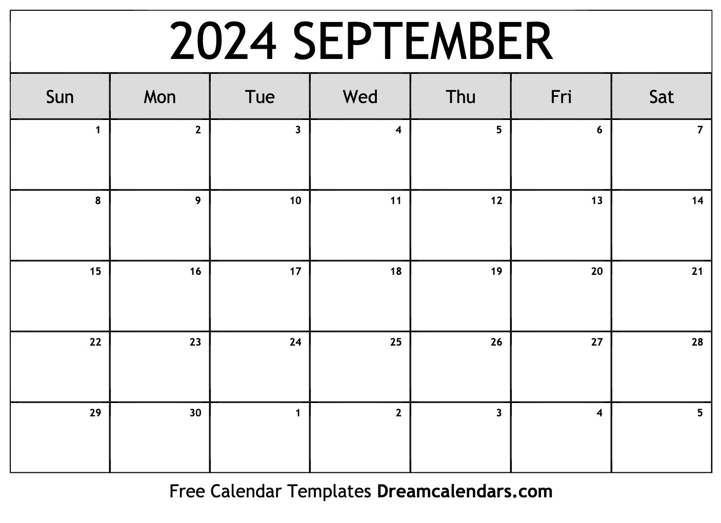 September 2024 Calendar | Free Blank Printable With Holidays for Blank Calendar September 2024 Printable