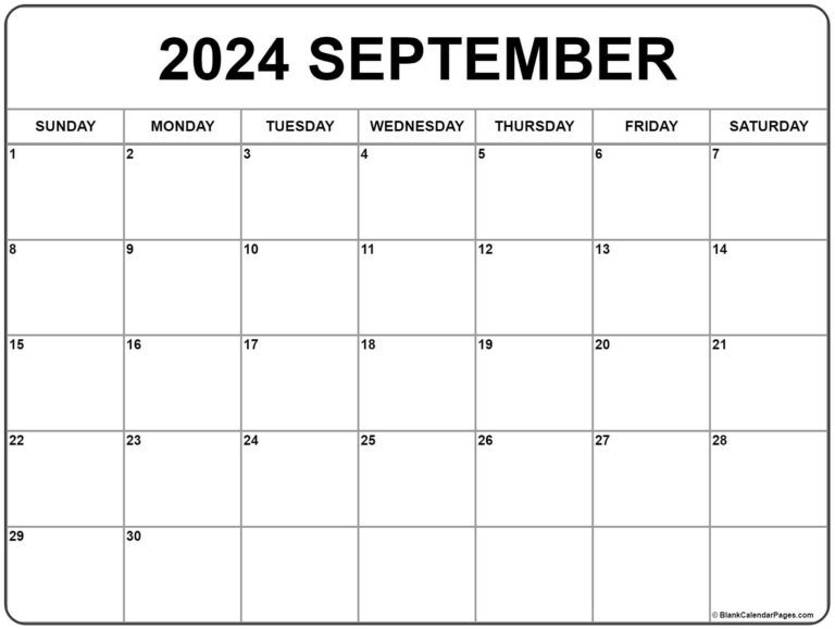 Blank Calendar September 2024 Printable – FREE Printable