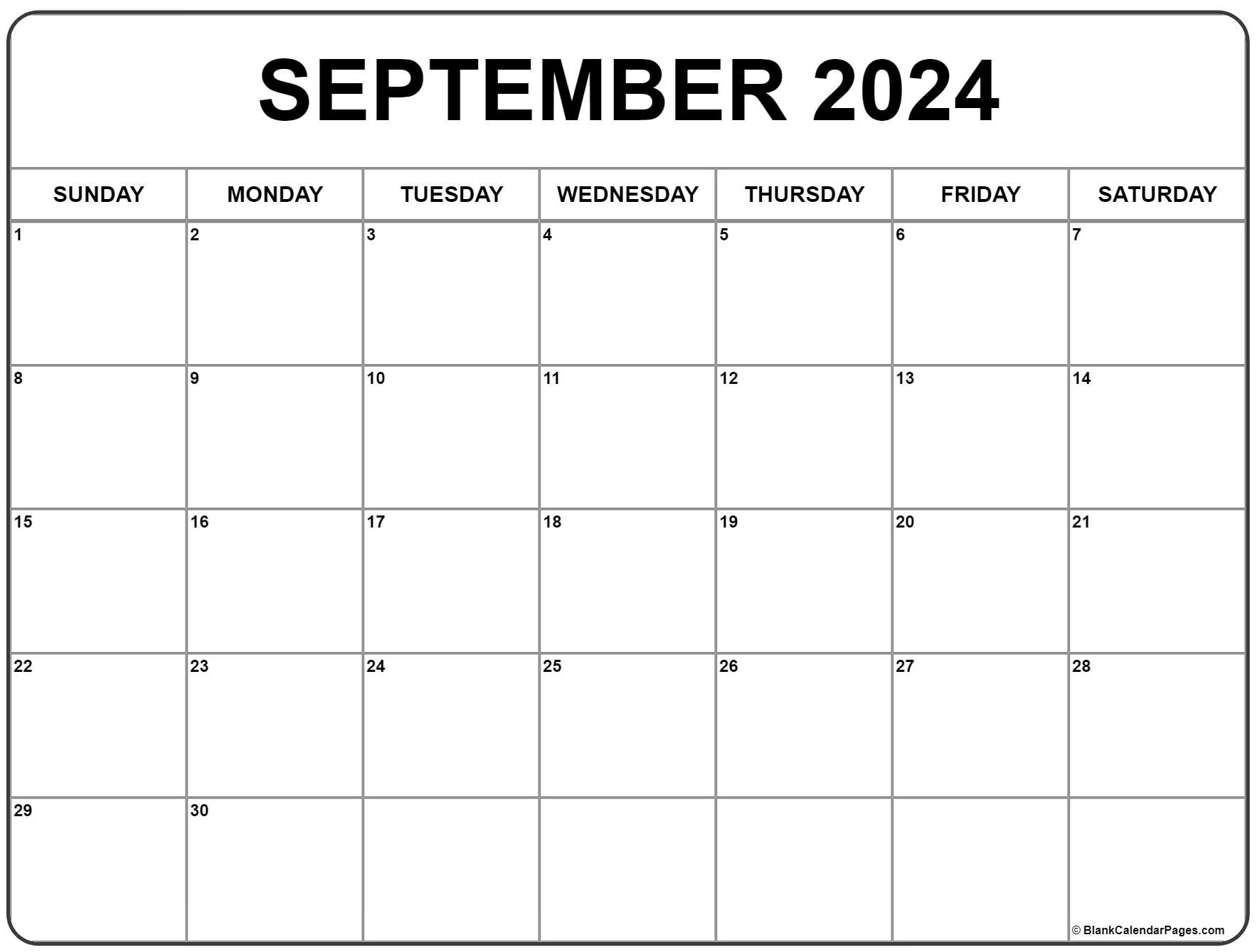 September 2024 Calendar | Free Printable Calendar for Printable Calendar For September 2024