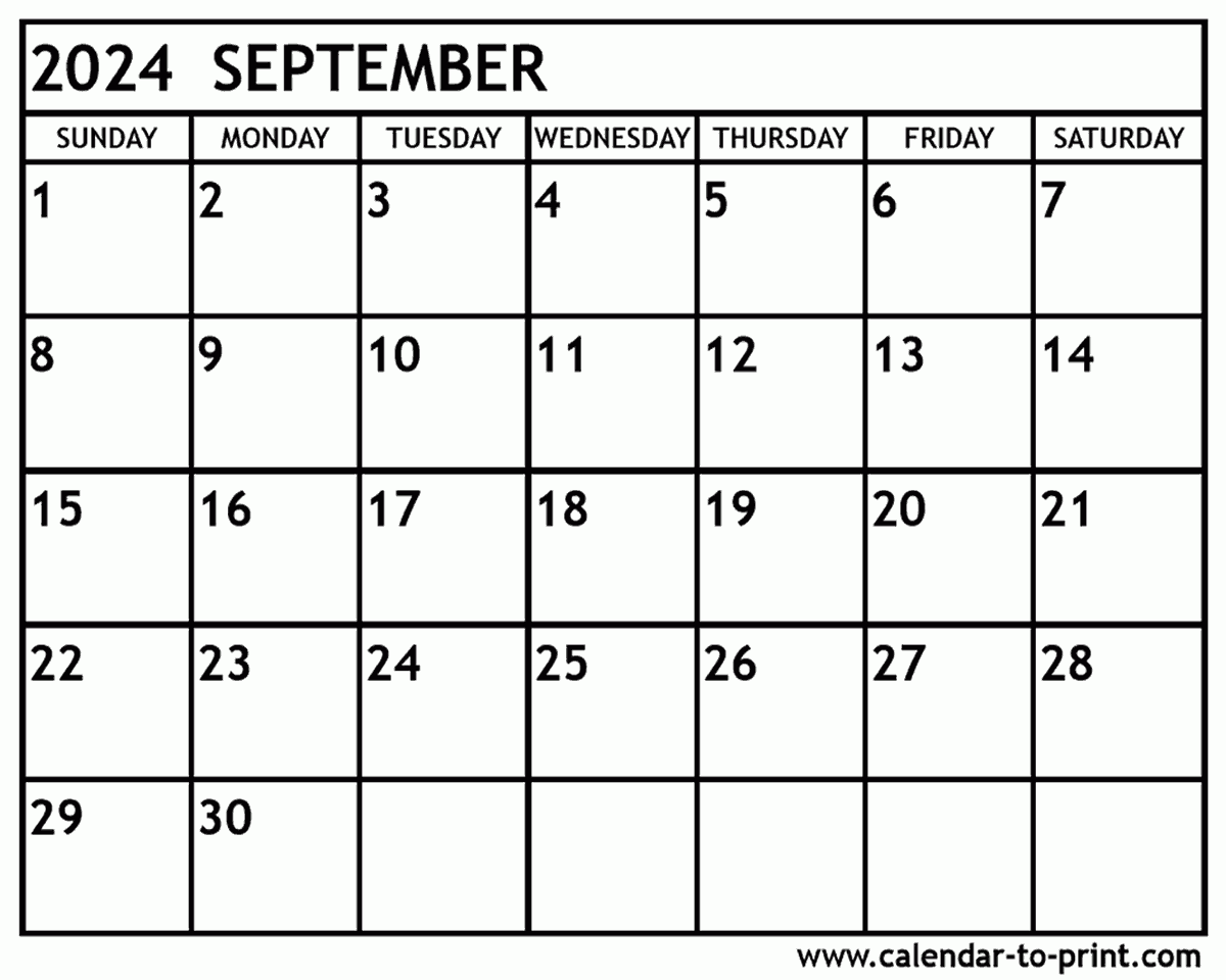 September 2024 Calendar Printable for September 2024 Printable Calendar