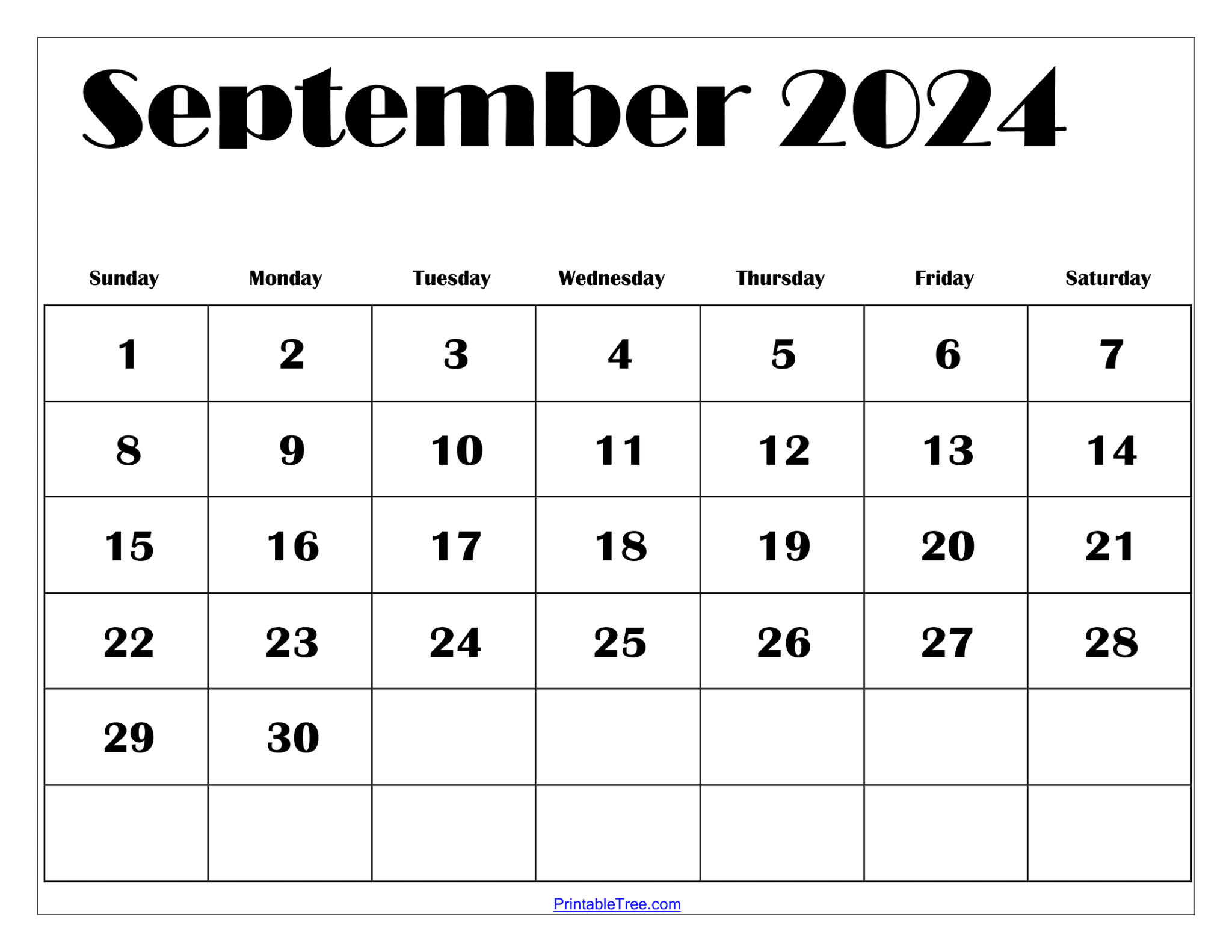 Calendar september 2024 printable free printable