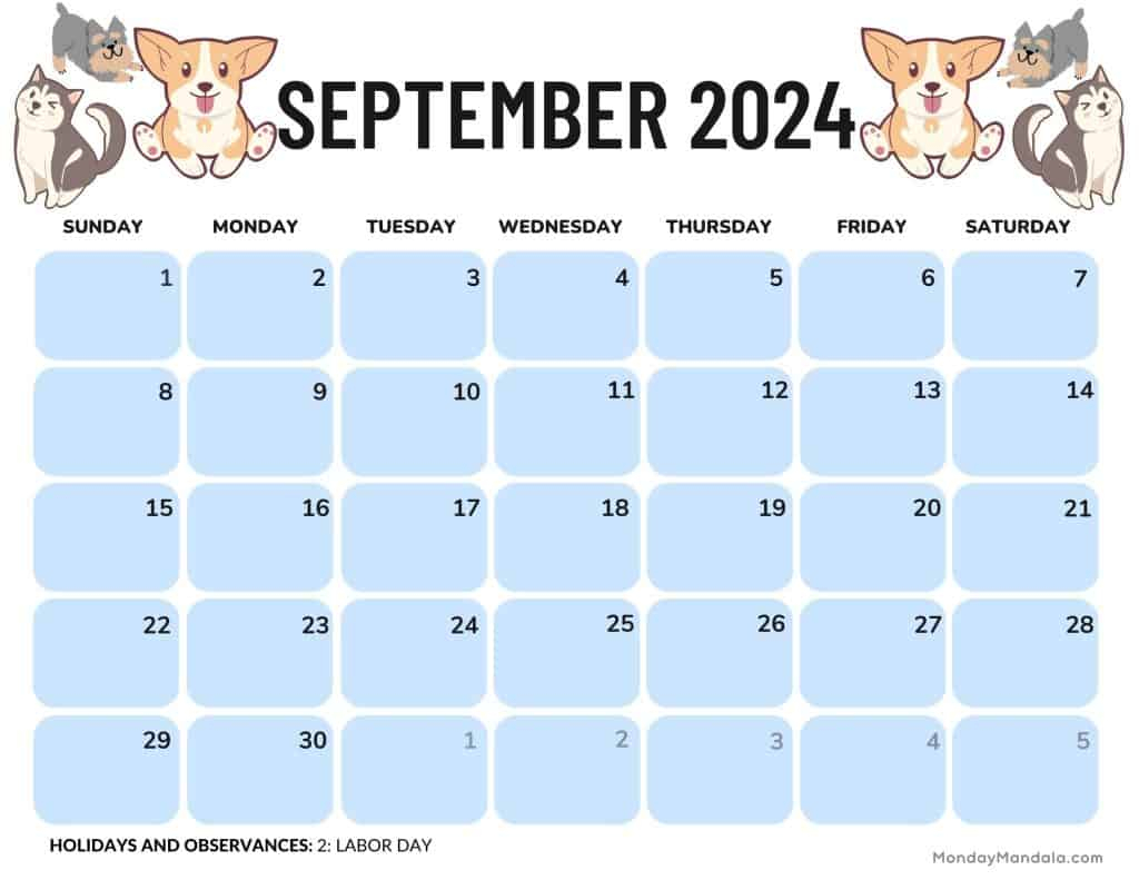 September 2024 Calendars (52 Free Pdf Printables) for Free Printable Calendar 2024 Kids