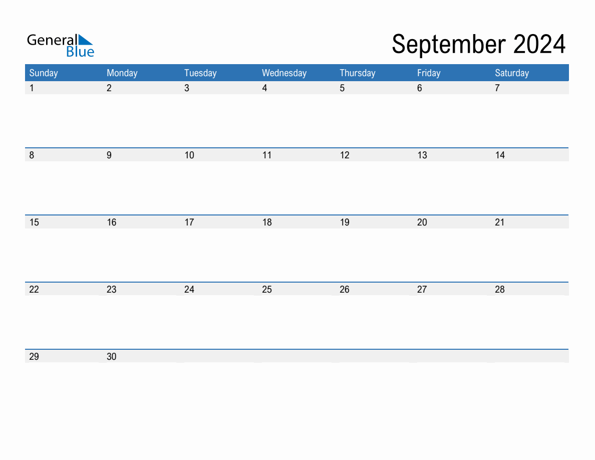 September 2024 Calendars (Pdf Word Excel) for 2024 Calendar Printable General Blue