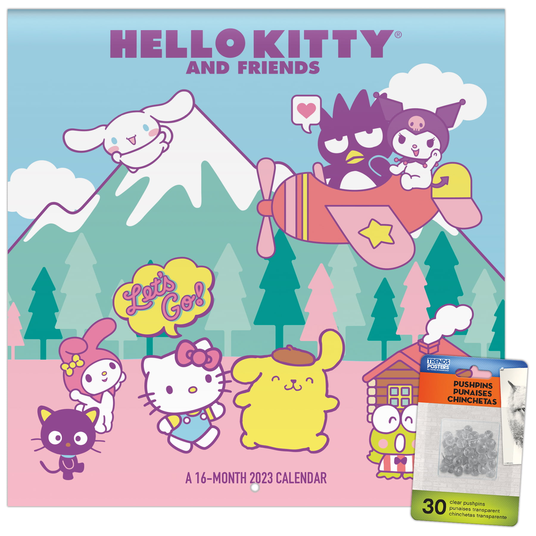 Trends International 2023 Hello Kitty Wall Calendar &amp;amp; Pushpins for Hello Kitty Calendar 2024 Printable