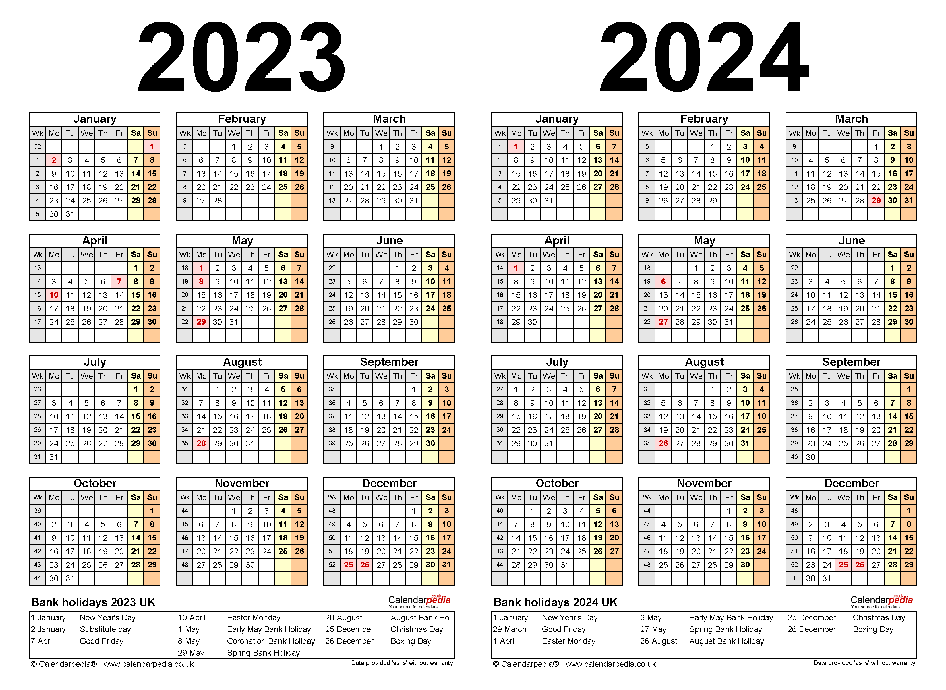Two Year Calendars For 2023 &amp;amp; 2024 (Uk) For Pdf for Calendar 2024-24 Printable
