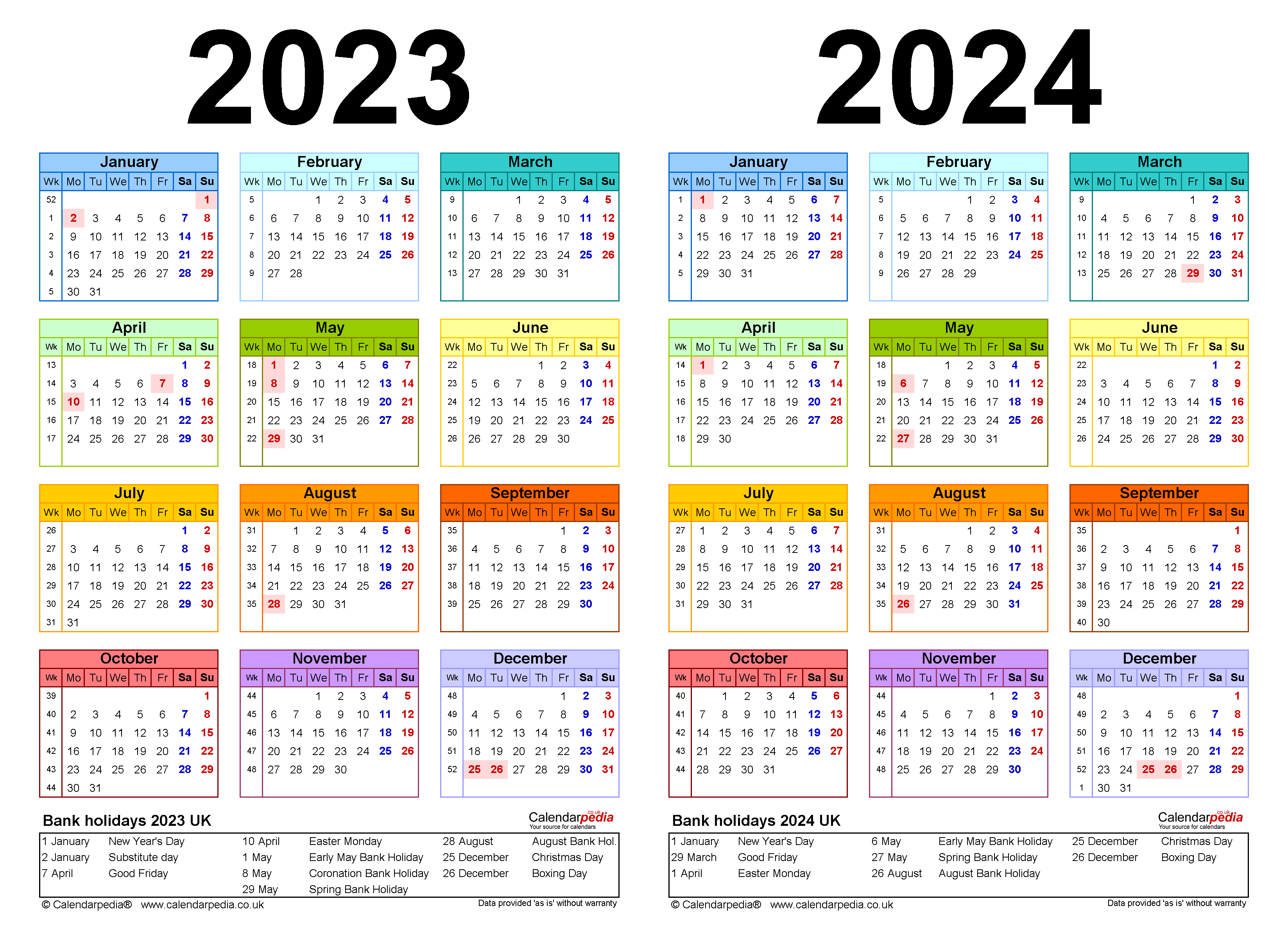Two Year Calendars For 2023 &amp;amp; 2024 (Uk) For Pdf for Printable Calendar 2024-24
