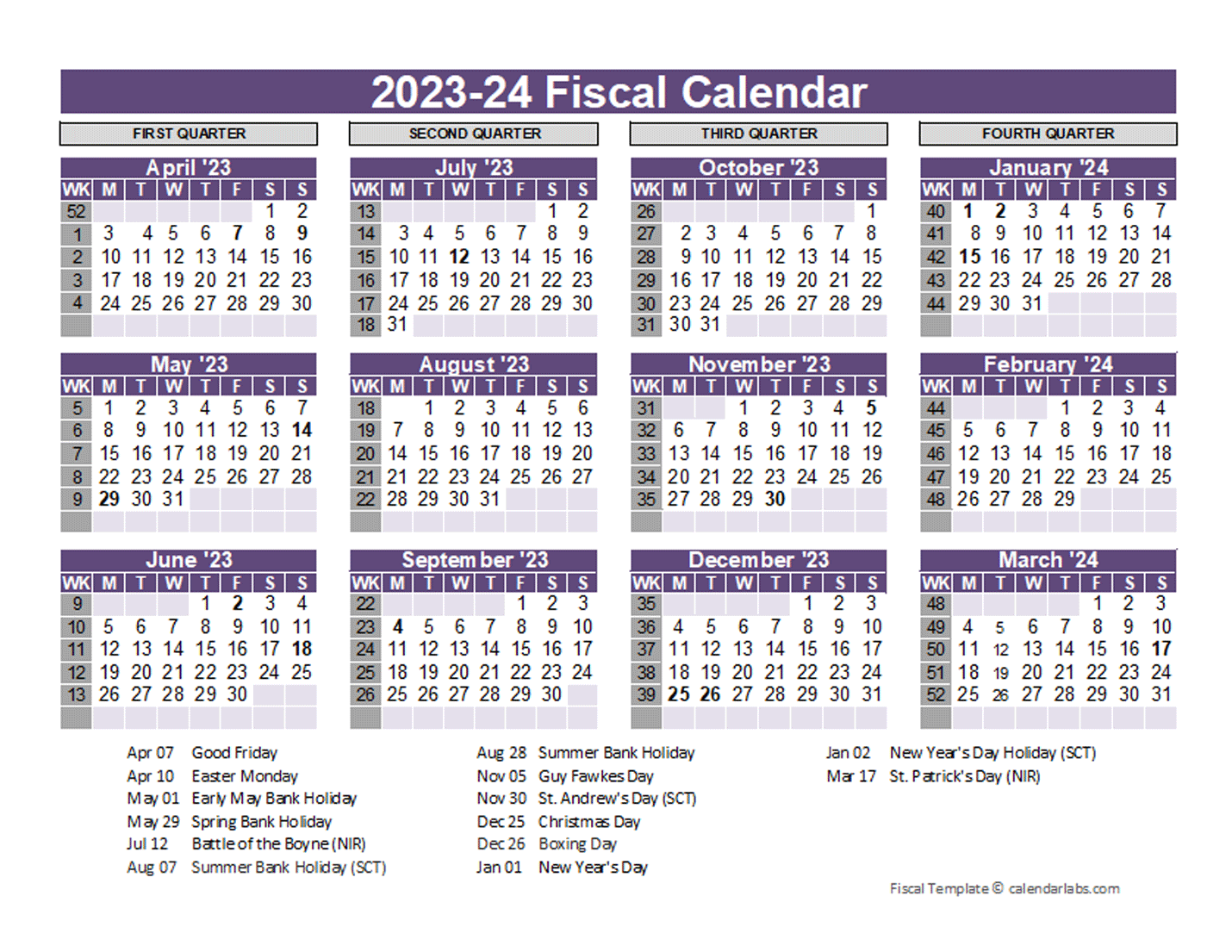 Uk Fiscal Calendar Template 2023-2024 - Free Printable Templates for Free Printable Calendar April 2023 To March 2024