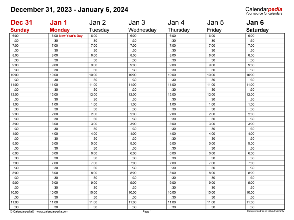 2024 Printable Weekly Calendar | Printable Calendar 2024