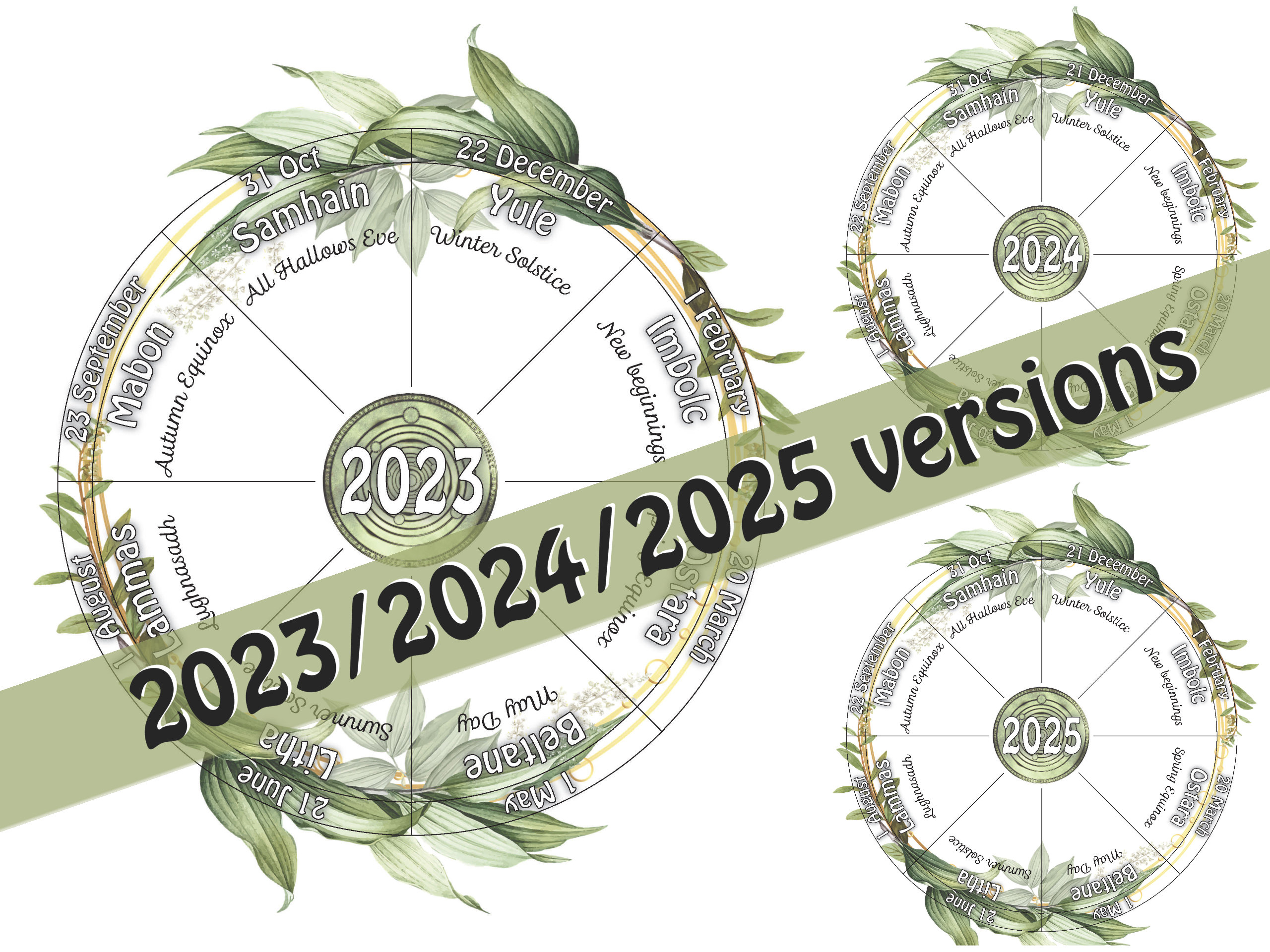 Wheel Of The Year Printable Calendar 2023 2024 2025 Litha - Etsy for Wiccan Calendar 2024 Printable