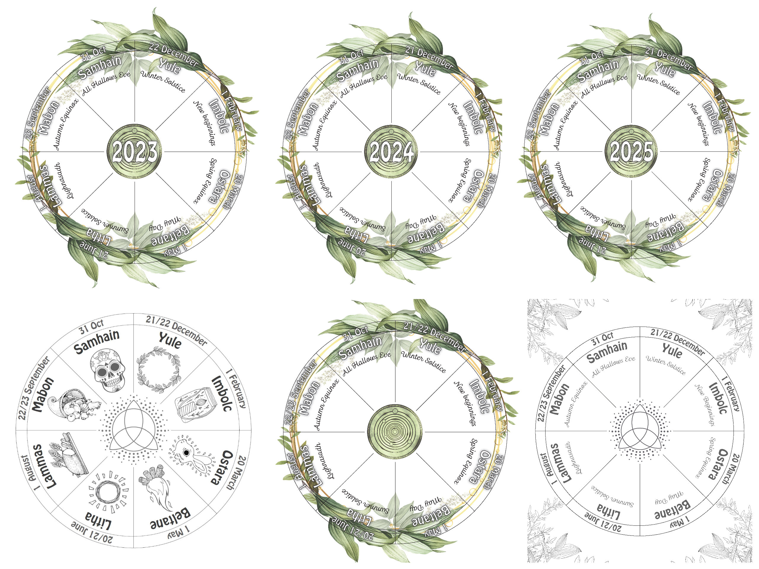 Wheel Of The Year Printable Calendar 2023 2024 2025 Litha - Etsy for Wiccan Calendar 2024 Printable