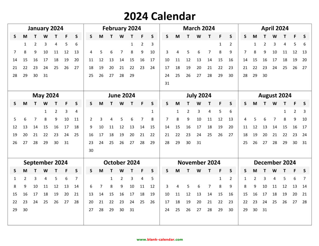 Free 2024 Calendar Template Printable | Printable Calendar 2024