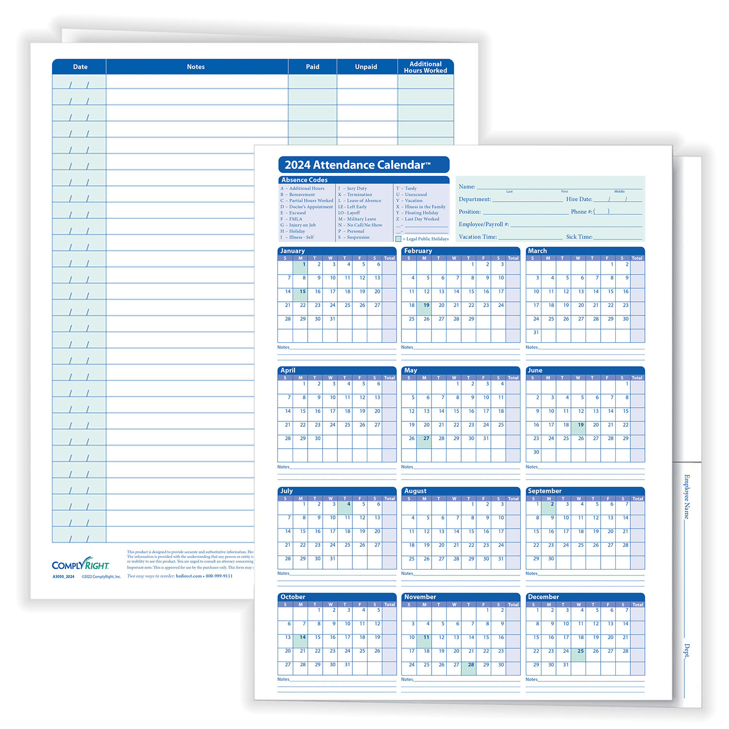 2023 Attendance Calendar Folder | Hrdirect pertaining to Attendance Tracking Calendar 2024
