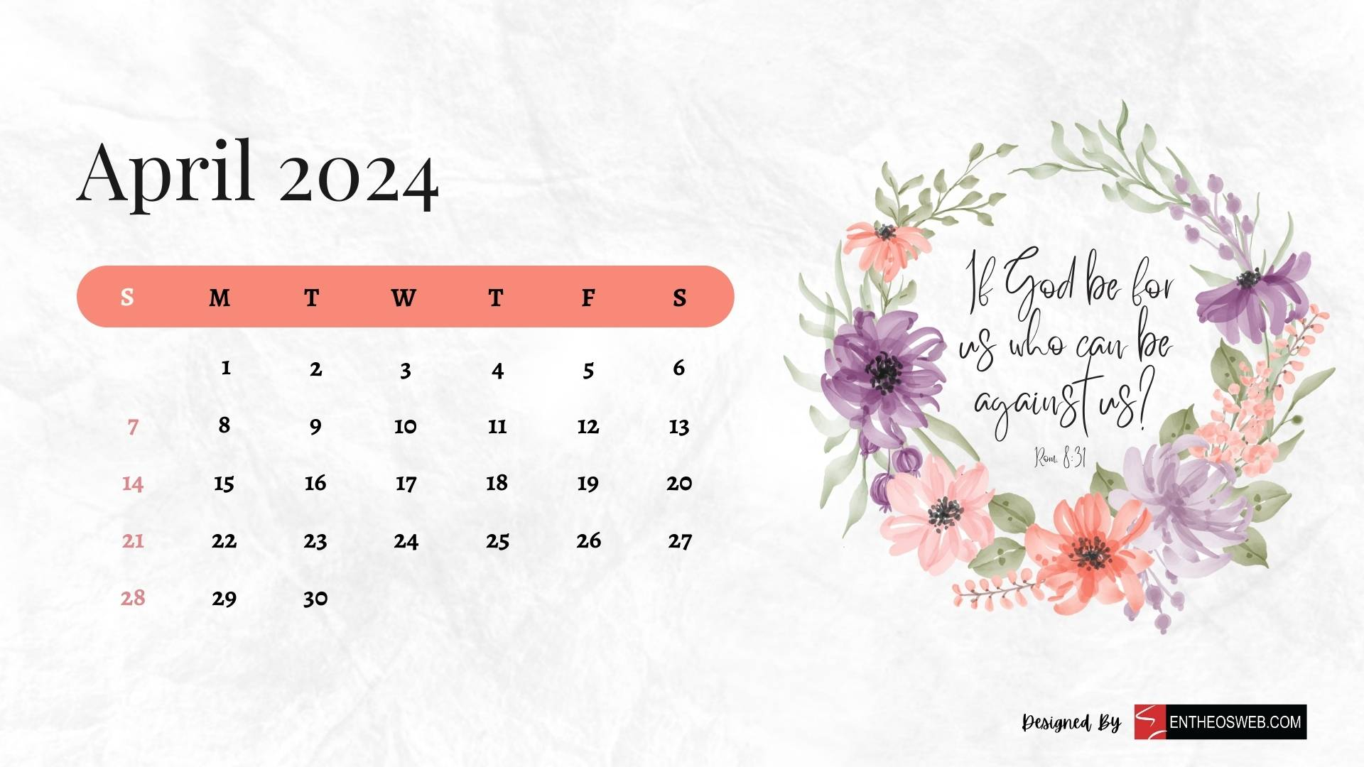 April 2024 Desktop Calendar Printable Calendar 2024