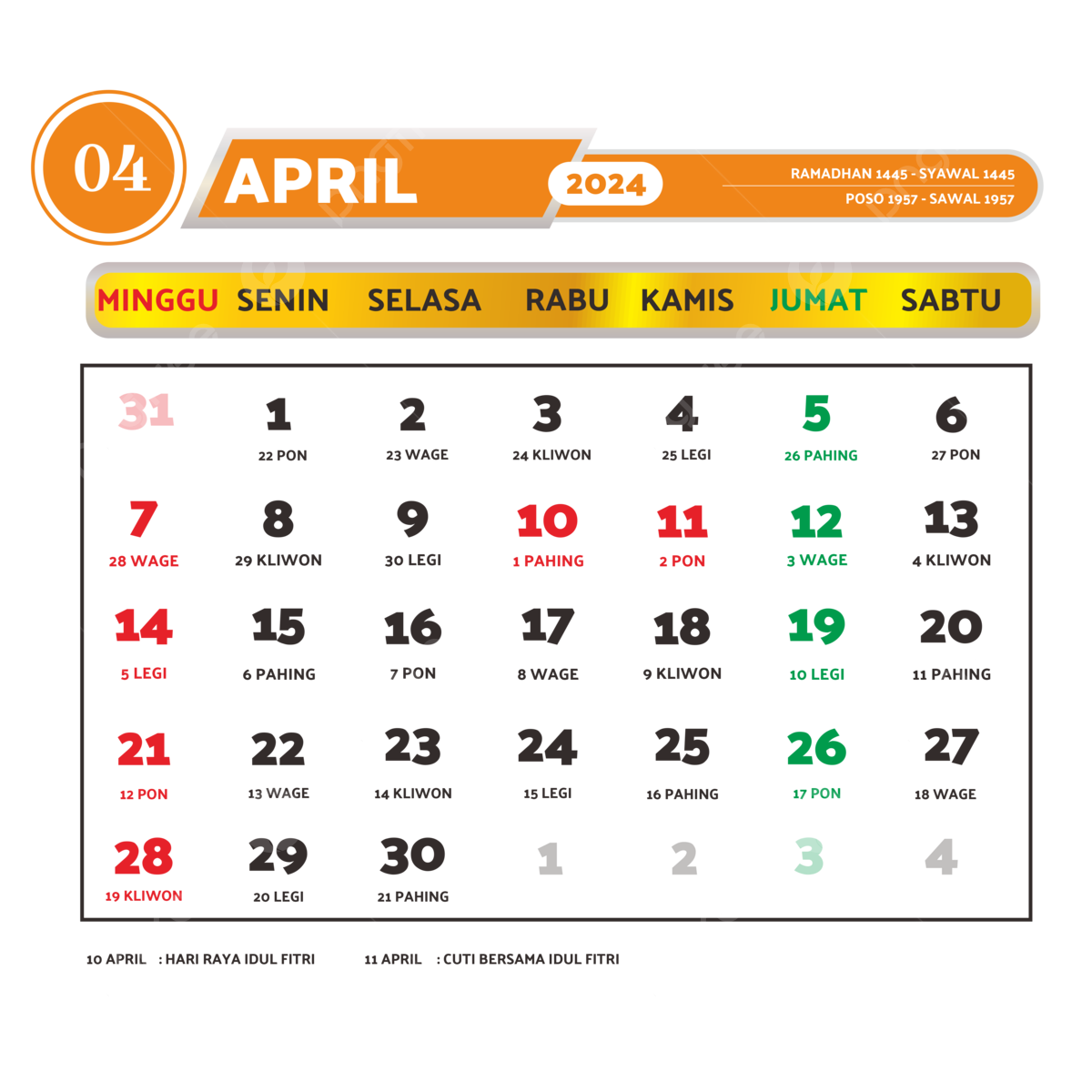 April 2024 Calendar Complete With National Holidays Vector inside April 2024 Calendar Holidays