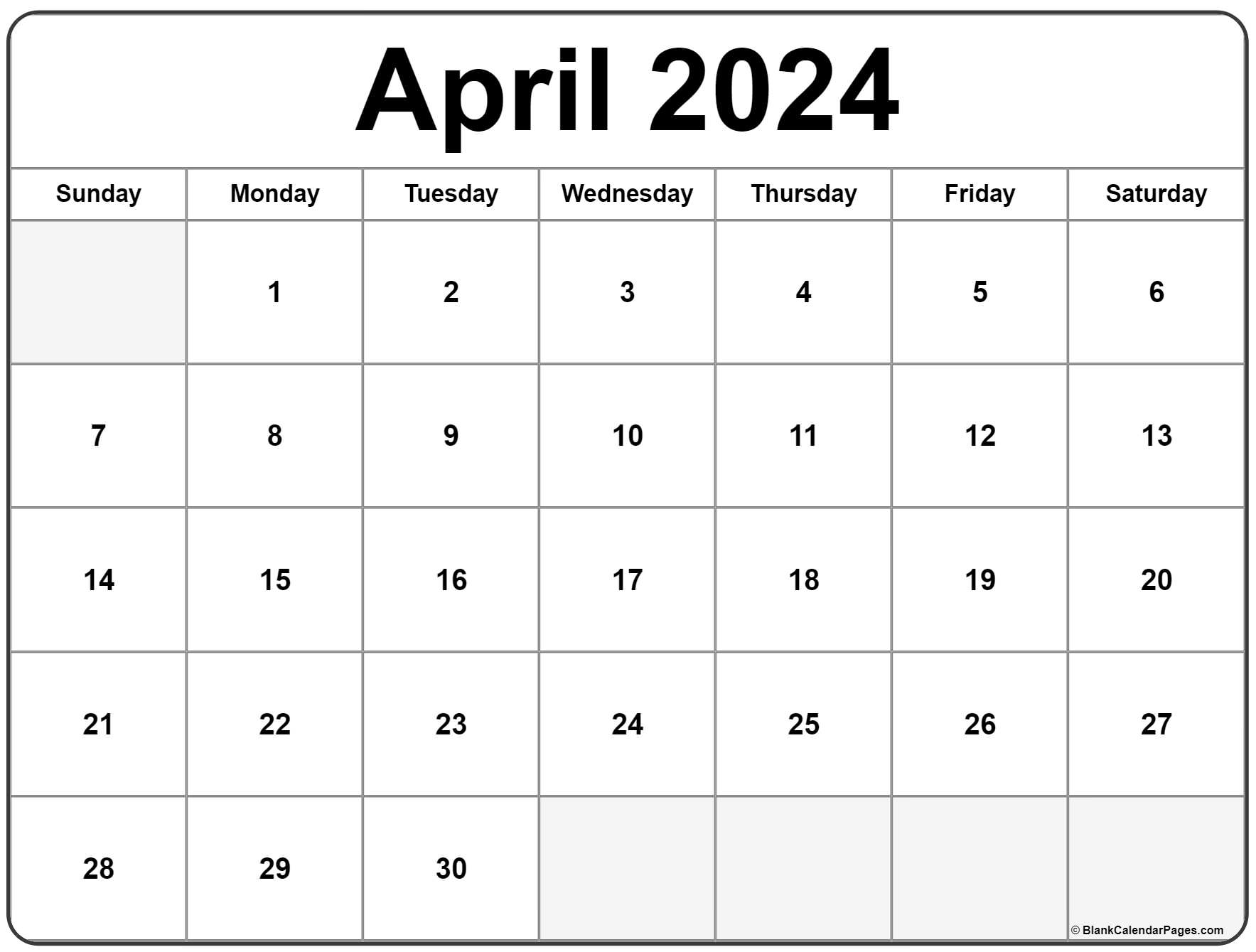 April 2024 Calendar | Free Printable Calendar within April And May Printable Calendar 2024