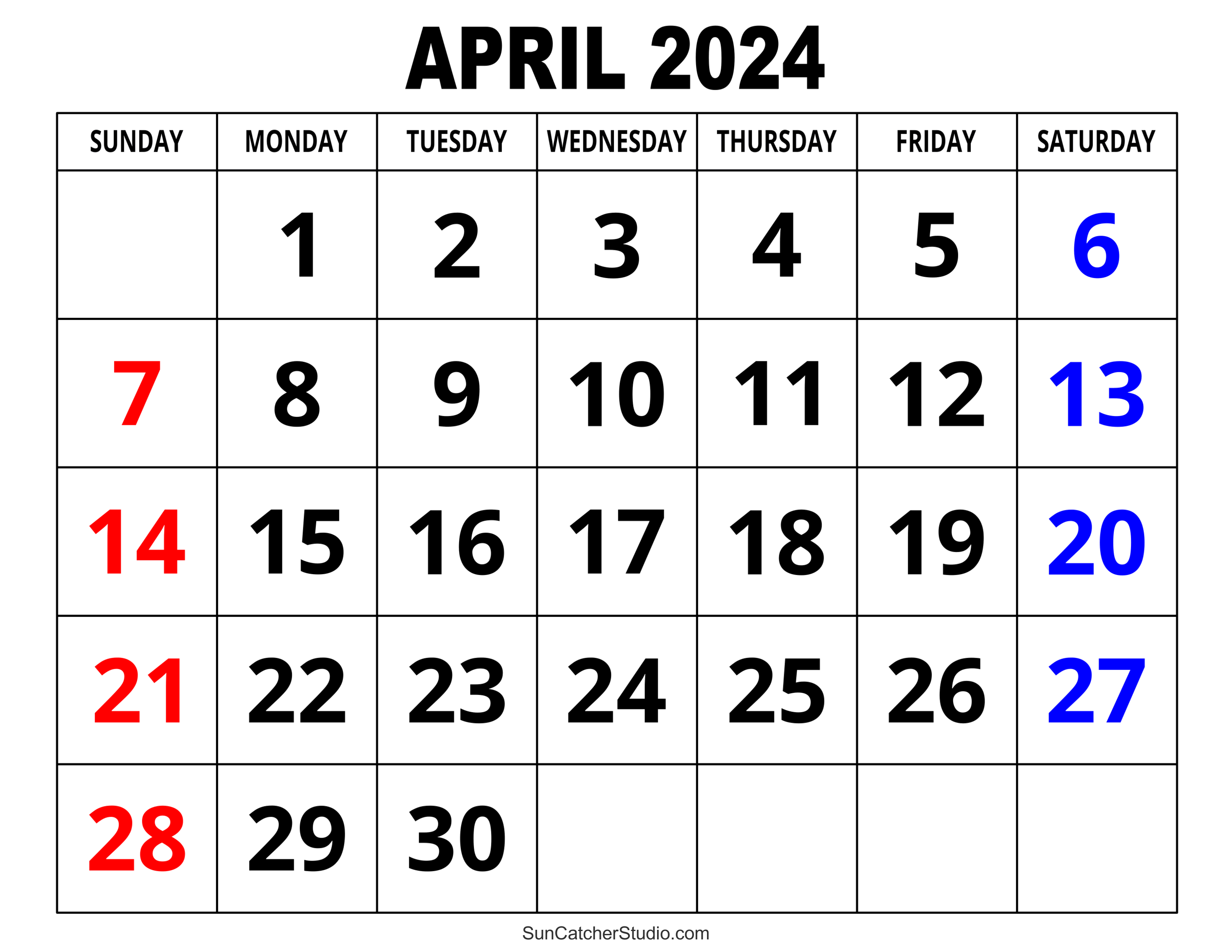 April 2024 Calendar (Free Printable) – Diy Projects, Patterns for April 2024 Printable Calendar Pdf