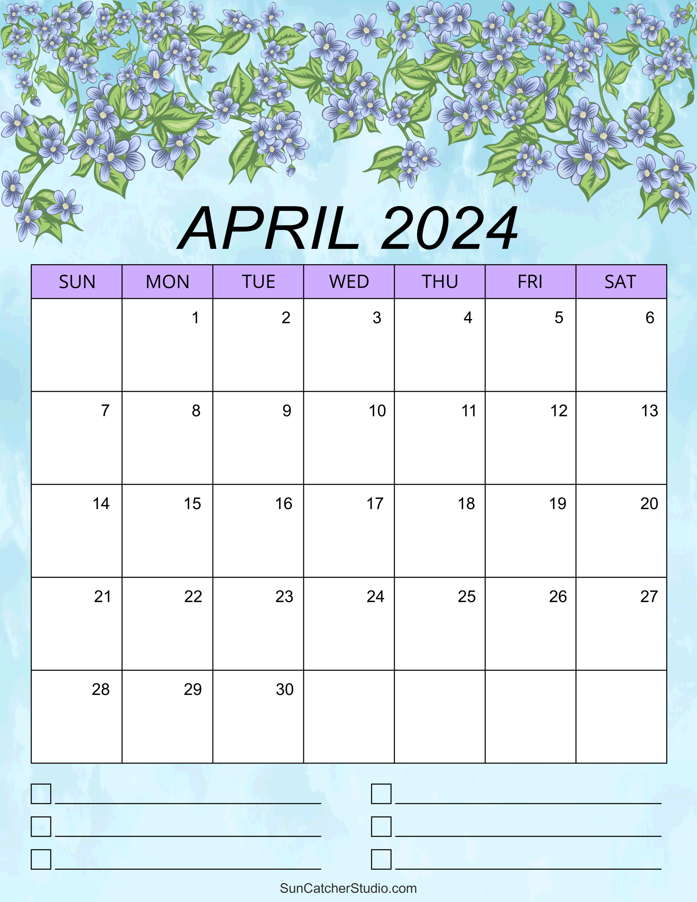 April 2024 Calendar (Free Printable) – Diy Projects, Patterns pertaining to April 2024 Calendar With Notes