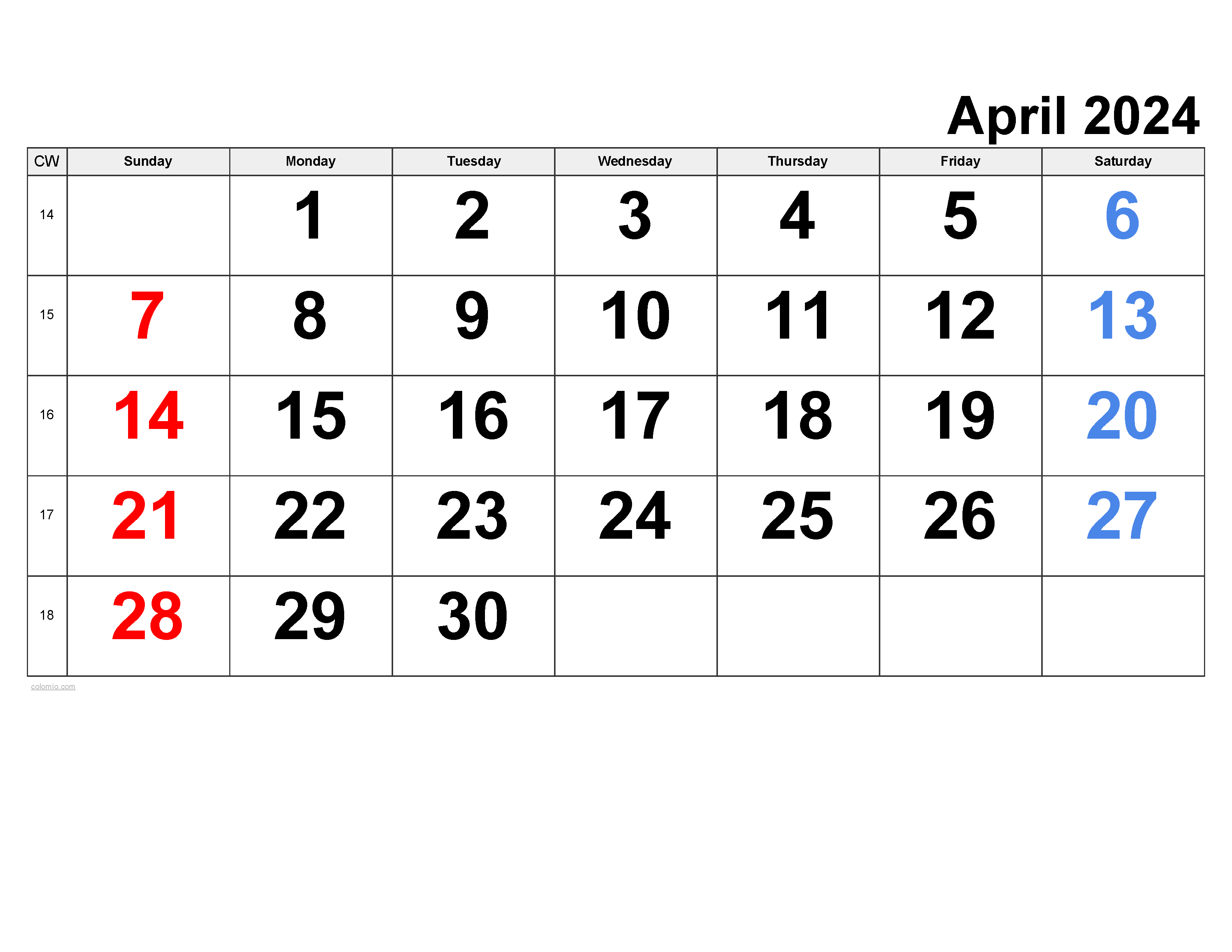 April 2024 Calendar | Free Printable Pdf, Xls And Png intended for April 26 2024 Calendar