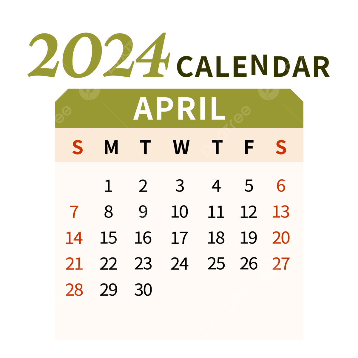 April 2024 Calendar Png Transparent Images Free Download | Vector in April 2024 Calendar Png