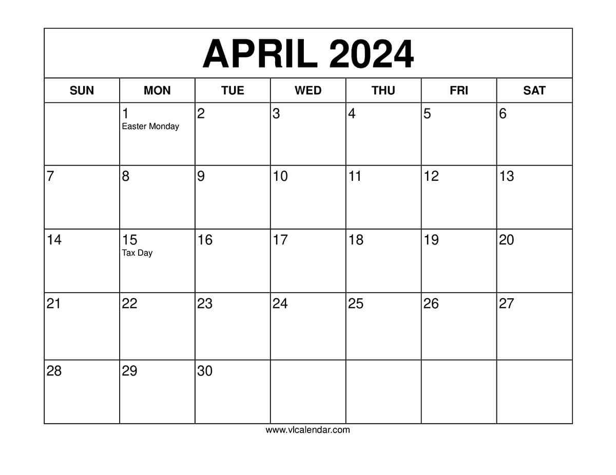 April 2024 Calendar With Everyday Holidays | Printable Calendar 2024