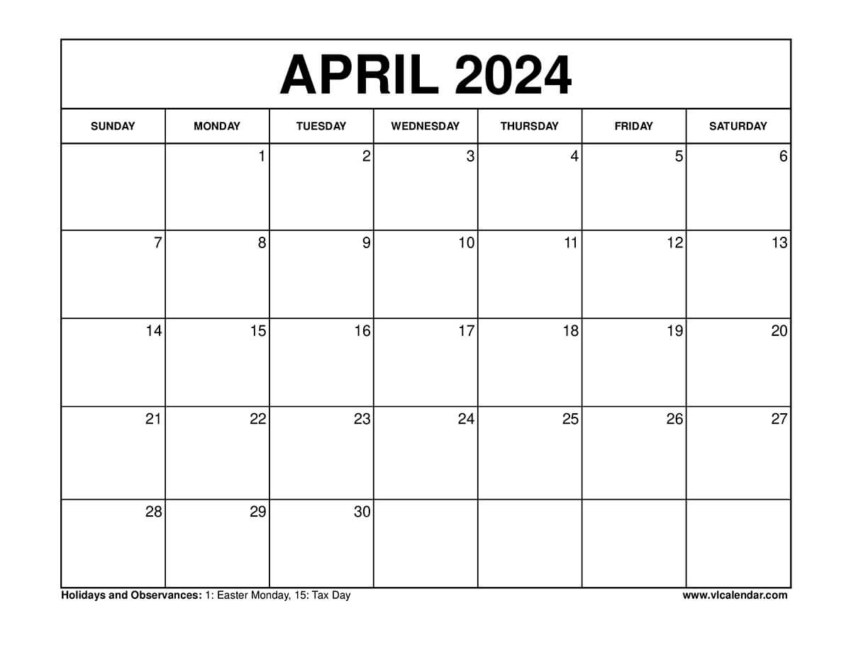 April 2024 Calendar Printable Templates With Holidays pertaining to April 18 2024 Calendar