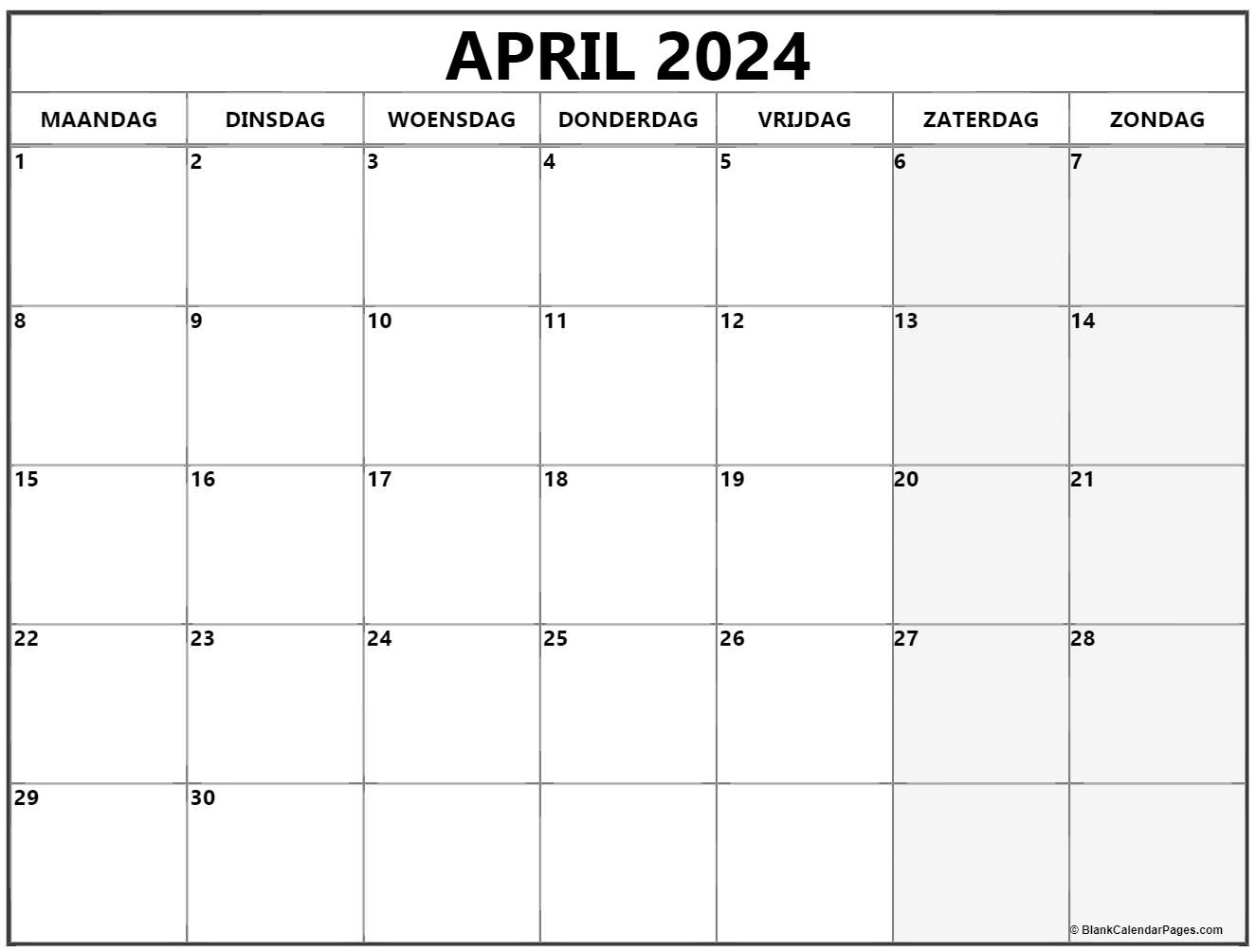 April 2024 Kalender Nederlandse | Kalender April regarding Calender April 2024