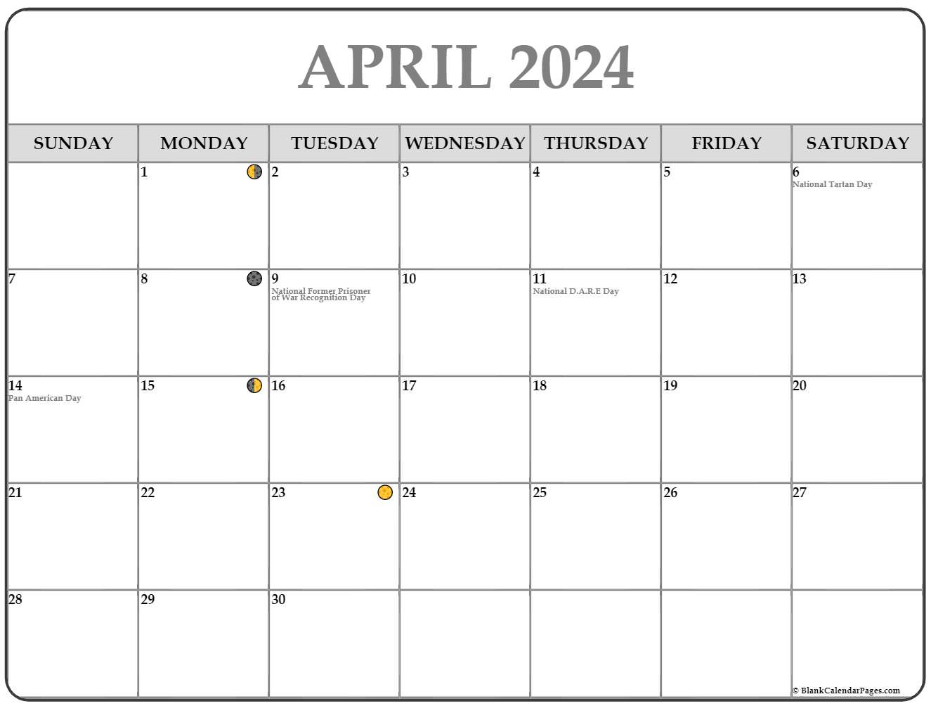 April 2024 Lunar Calendar | Moon Phase Calendar regarding April 2024 Moon Calendar