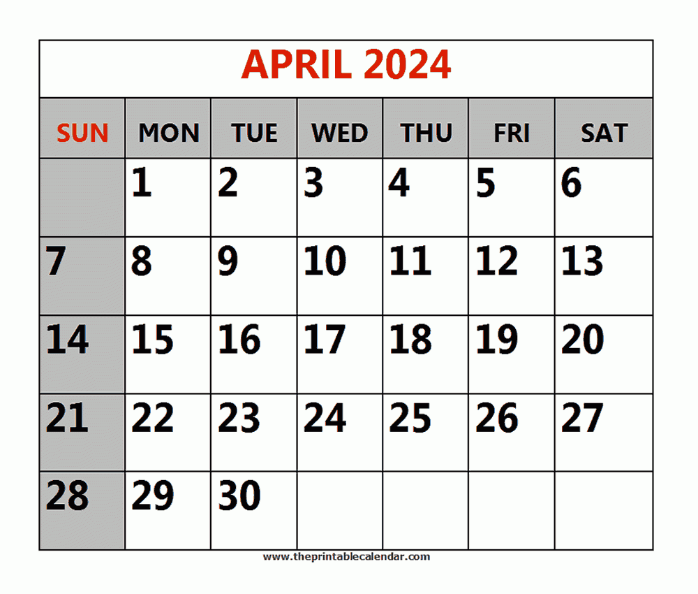 April 2024 Printable Calendars with April 28 Calendar 2024
