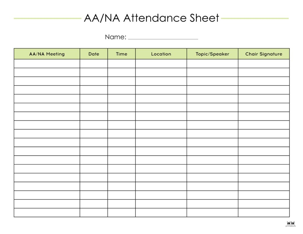 Attendance Sheets - 52 Free Printables | Printabulls inside Attendance Sheet July 2024